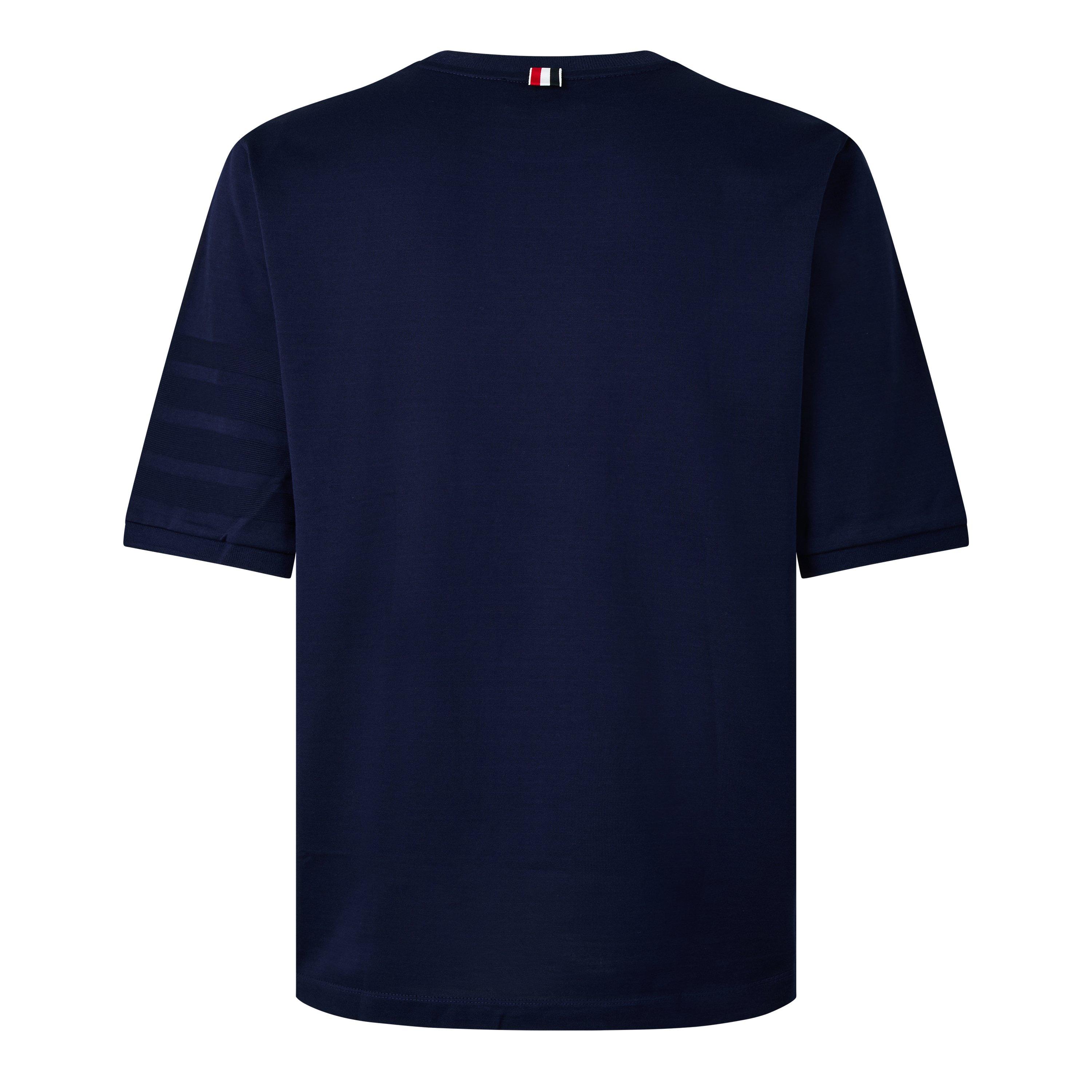 Navy - Thom Browne - TB SS 4Bar Rib Tee Sn63 - 2