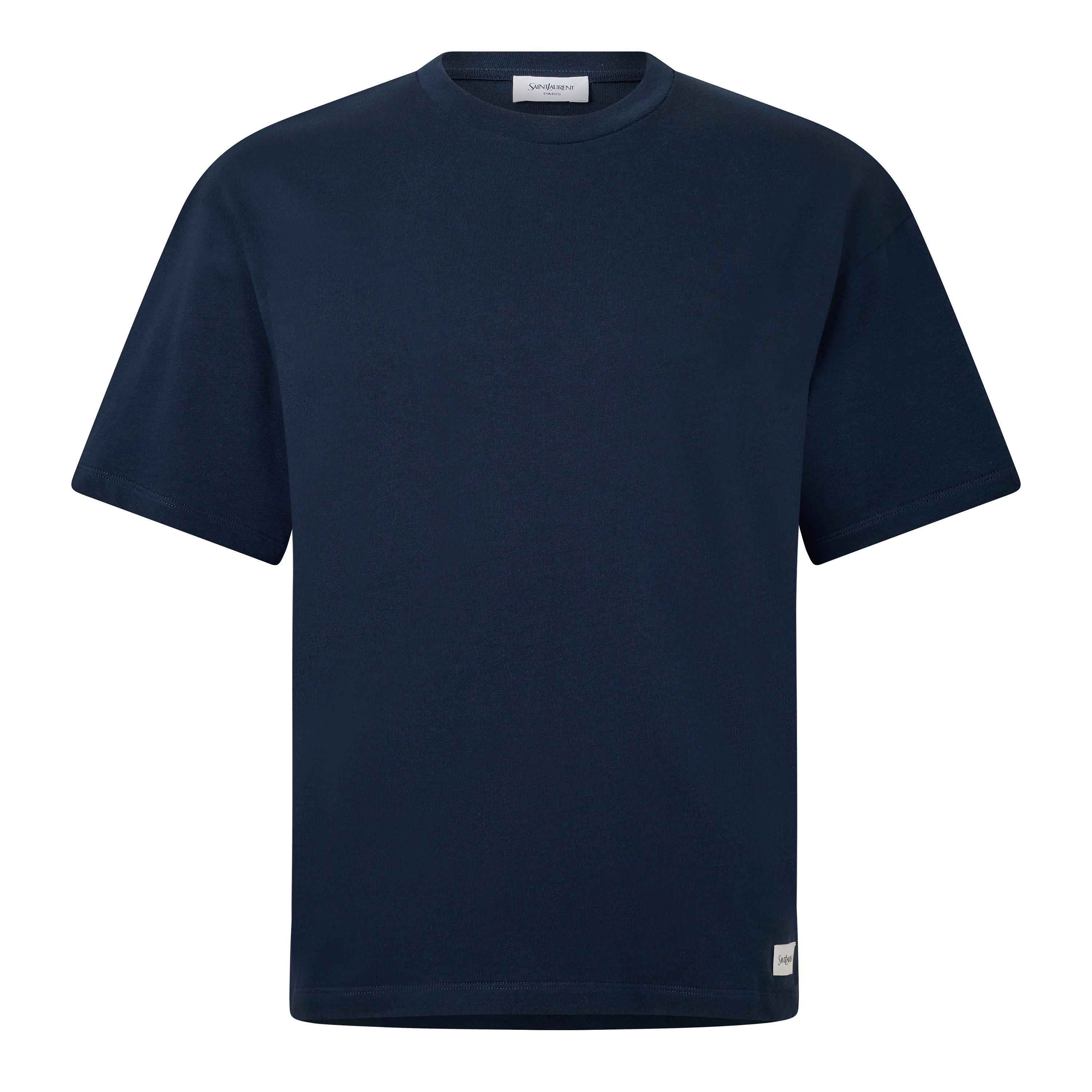 Navy - Saint Laurent - Saint Tab Logo Tee Sn64 - 1