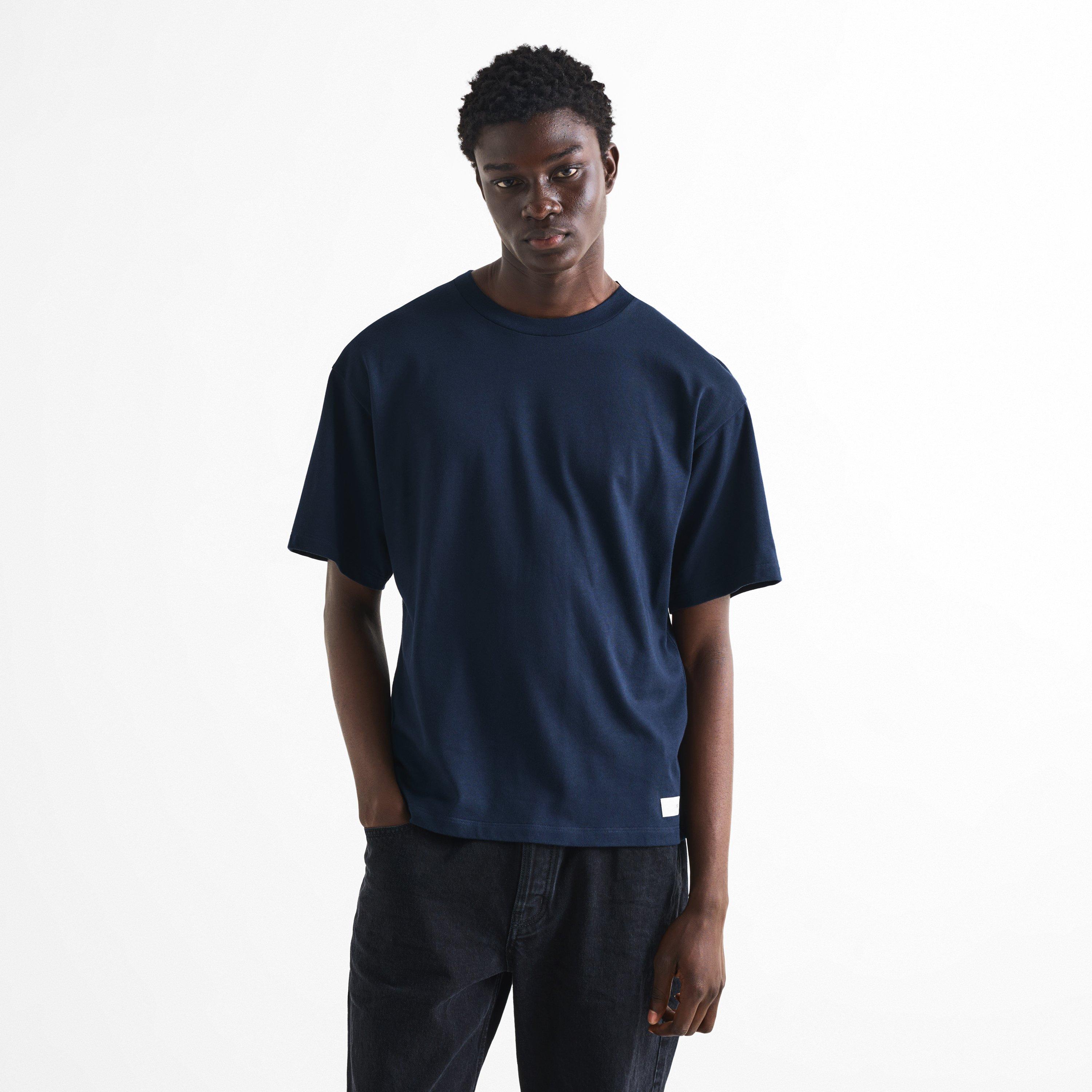 Navy - Saint Laurent - Men's Tab Logo Cotton Oversized-Fit T-Shirt - 3