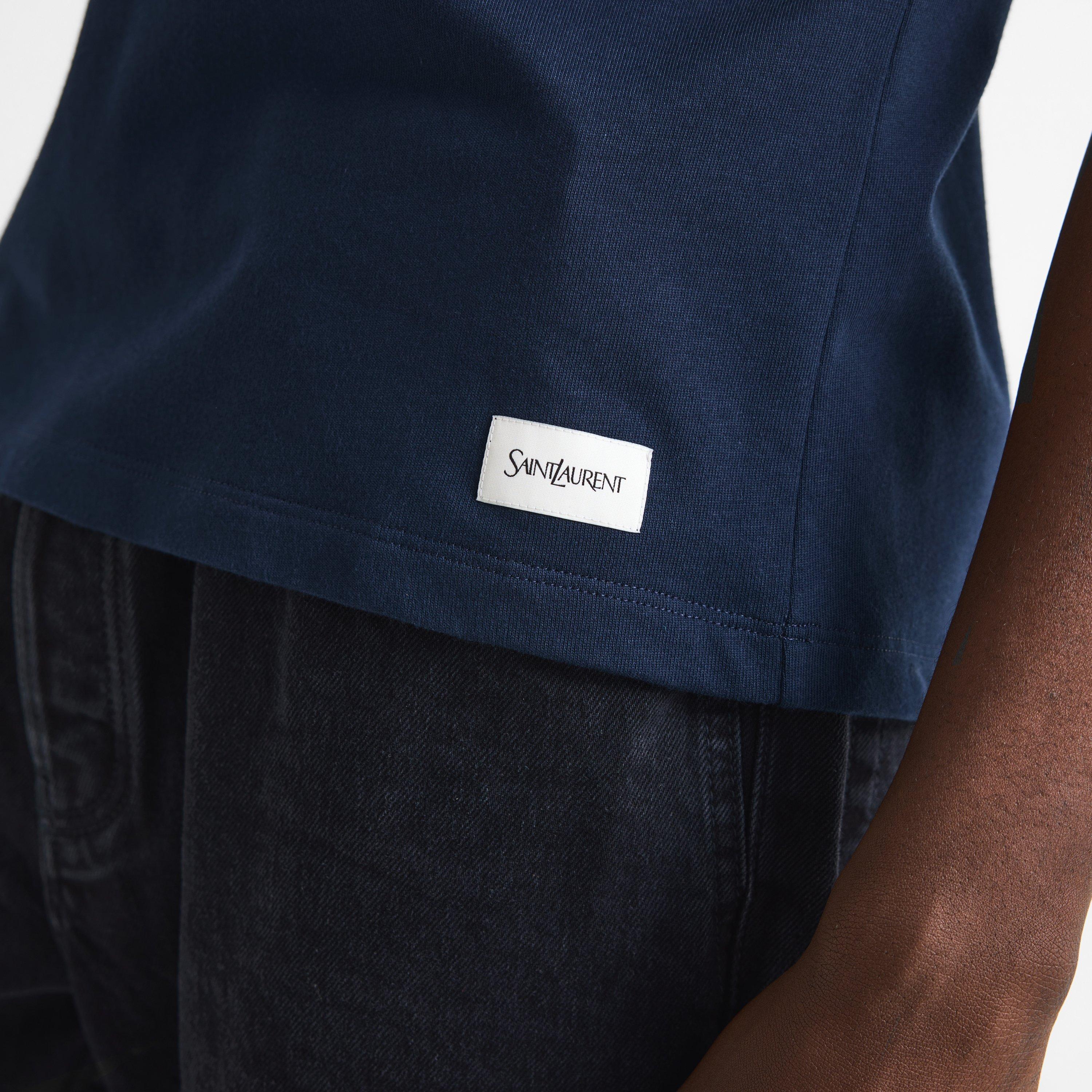 Navy - Saint Laurent - Men's Tab Logo Cotton Oversized-Fit T-Shirt - 5