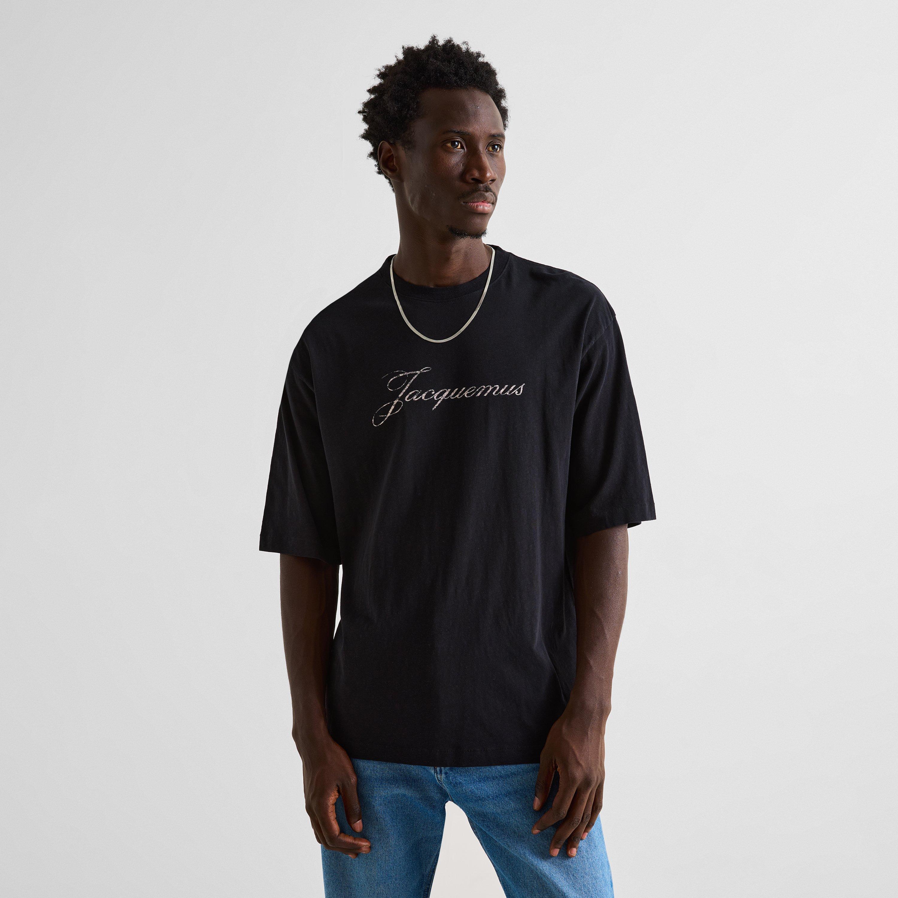 Black - Jacquemus - Men's Script Cotton T-Shirt - 3