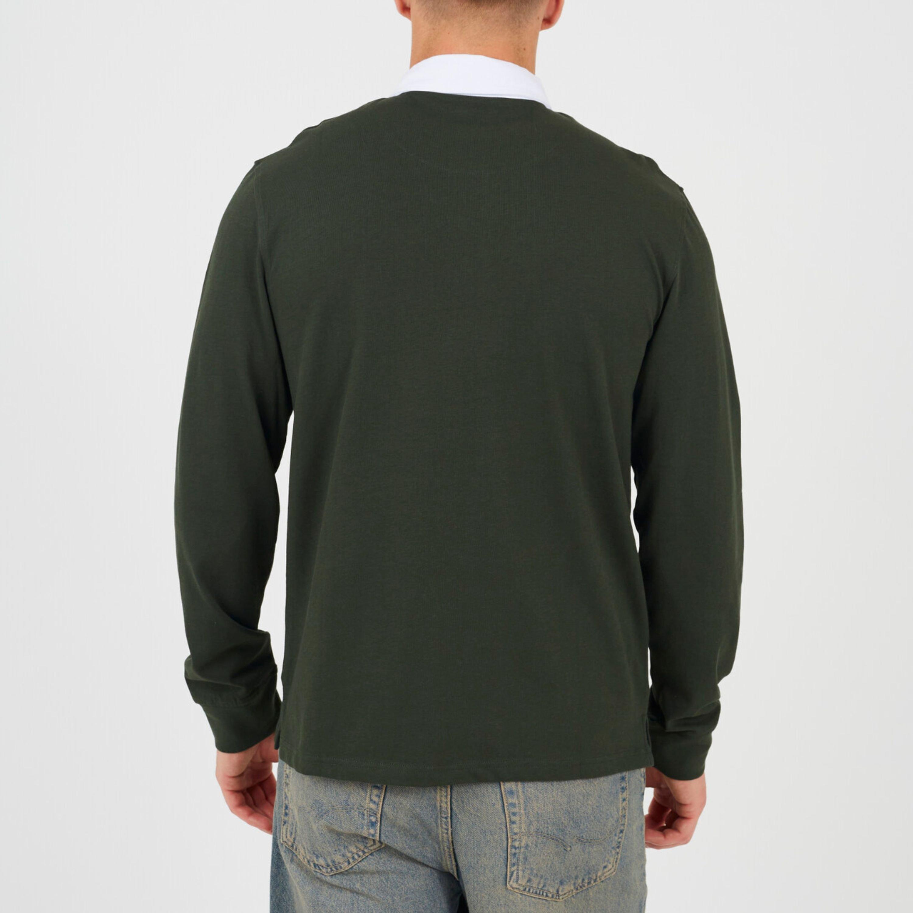 Grøn/Hvid - Brave Soul - Men's Long Sleeved Rugby Polo Shirt - 2