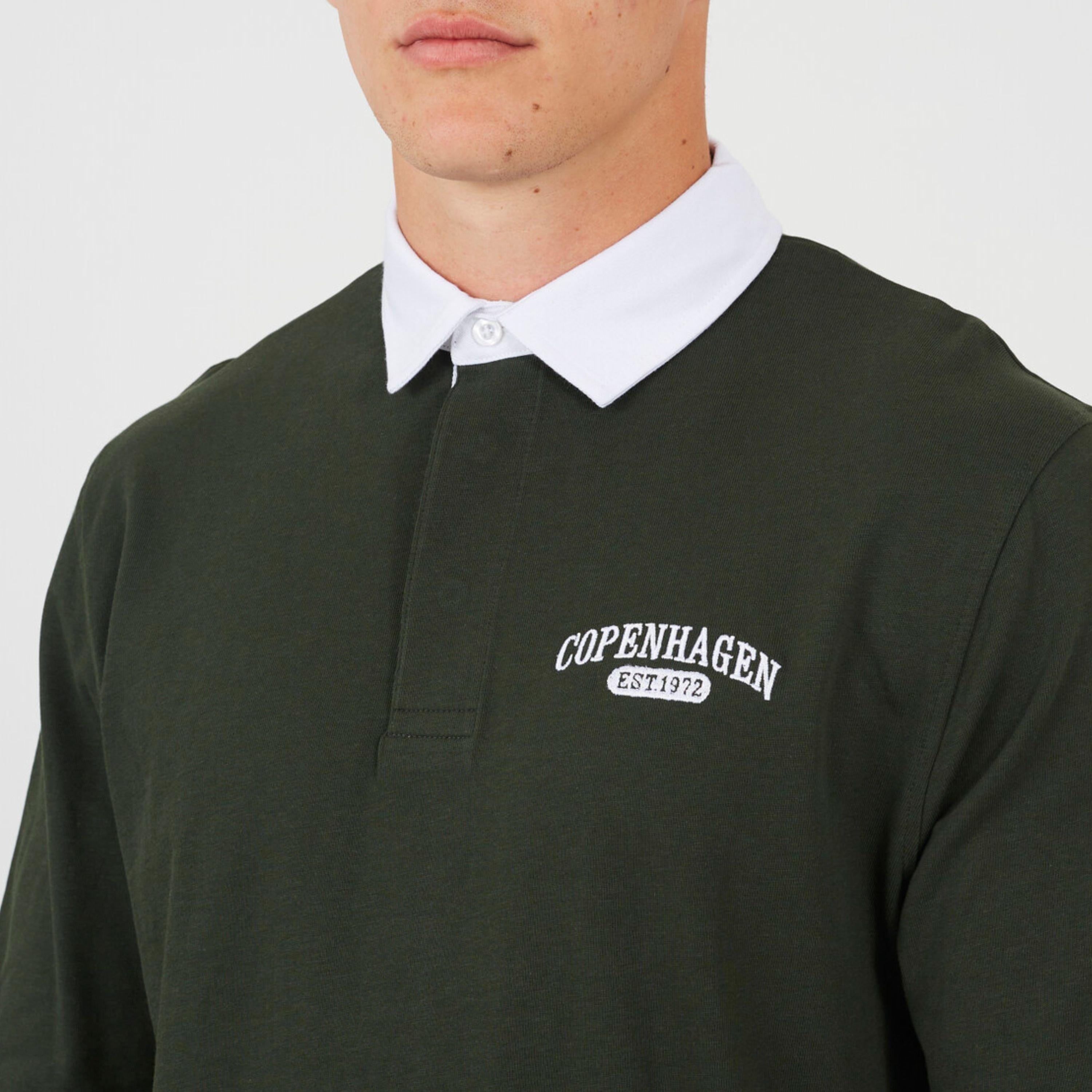 Grøn/Hvid - Brave Soul - Men's Long Sleeved Rugby Polo Shirt - 3