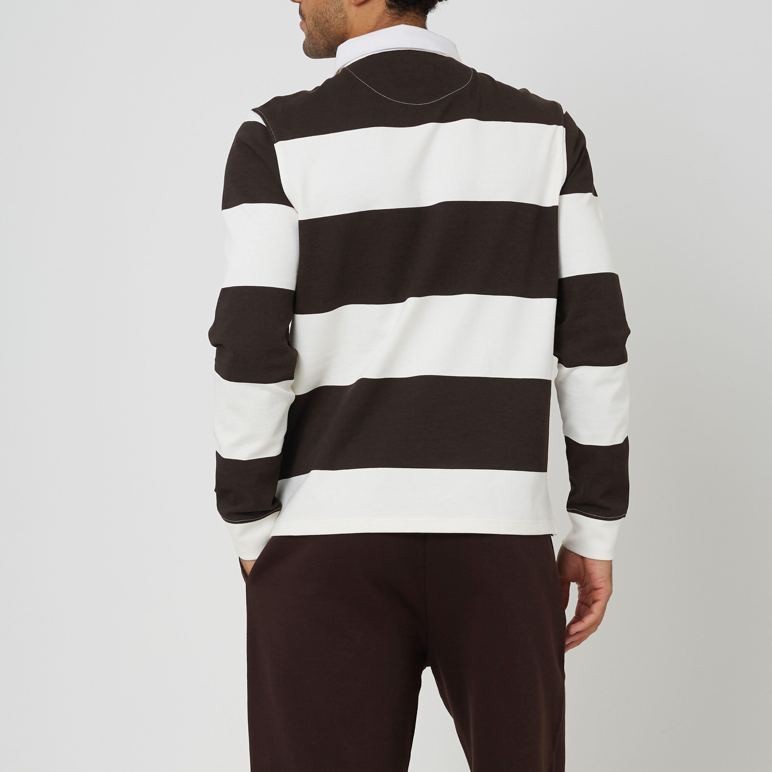Creme/Braun - Brave Soul - Men's Long Sleeve Rugby Polo Shirt - 2