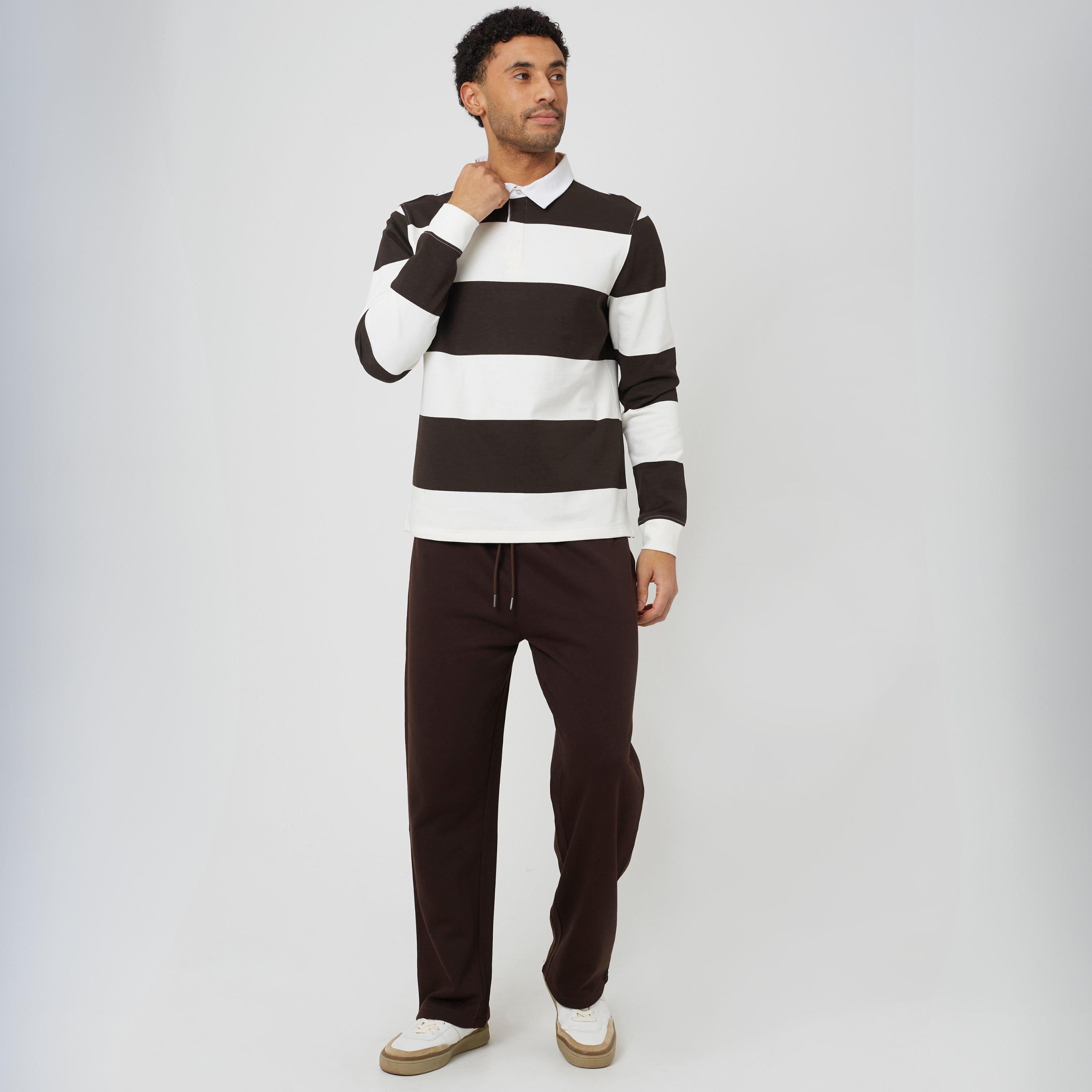 Creme/Braun - Brave Soul - Men's Long Sleeve Rugby Polo Shirt - 4