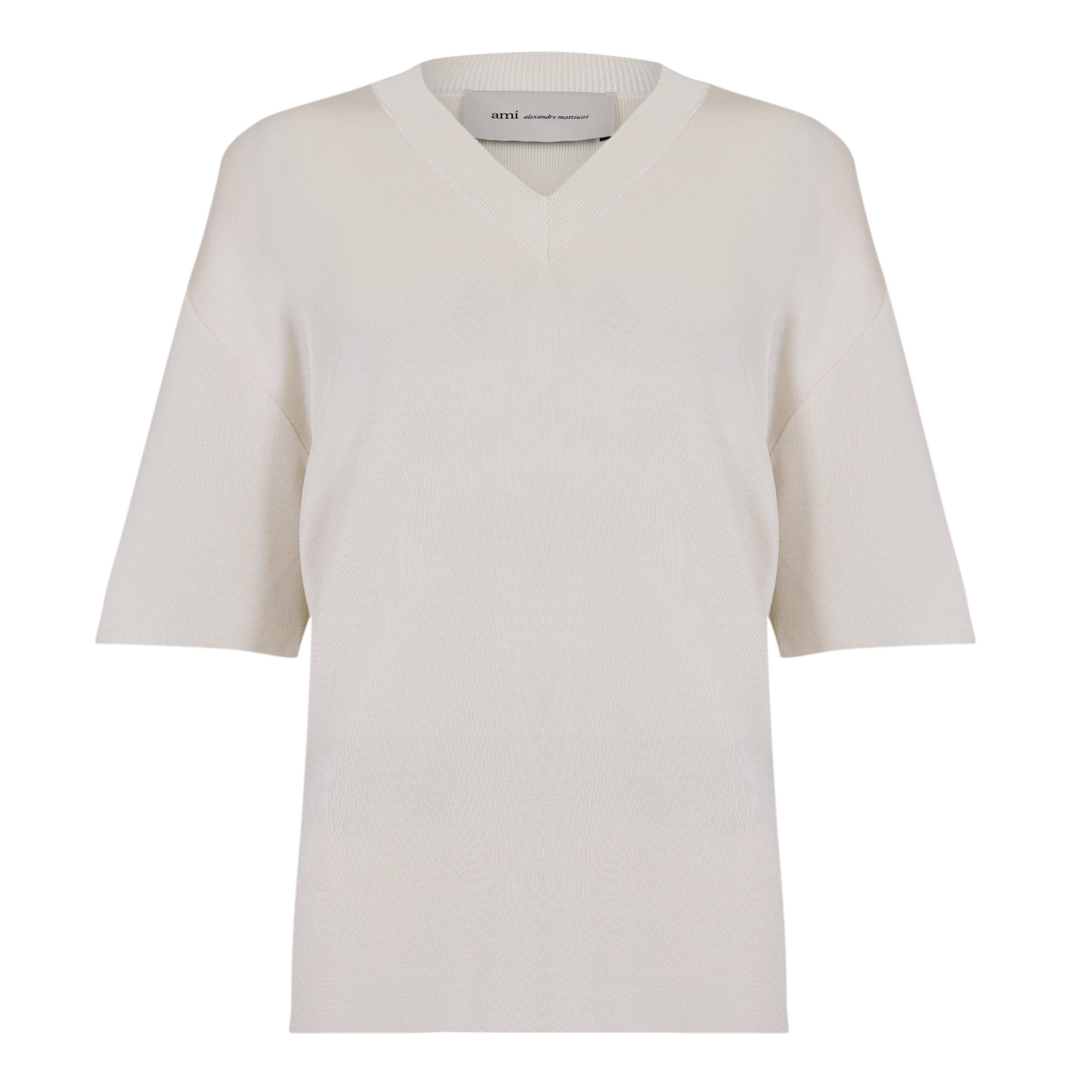 White Cream - Ami Paris - Men's V Neck Short Sleeve T-Shirt - 1