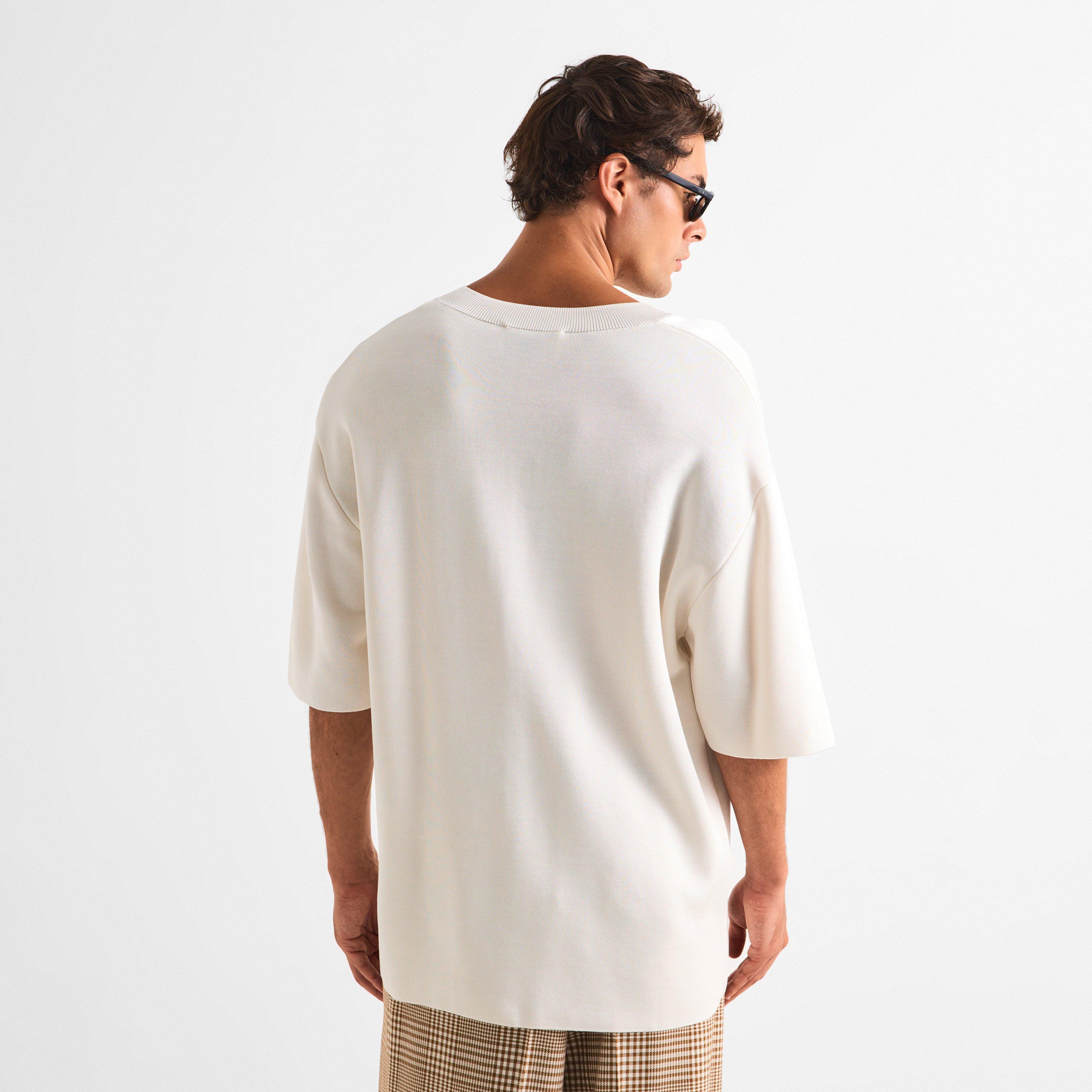 White Cream - Ami Paris - Men's V Neck Short Sleeve T-Shirt - 4