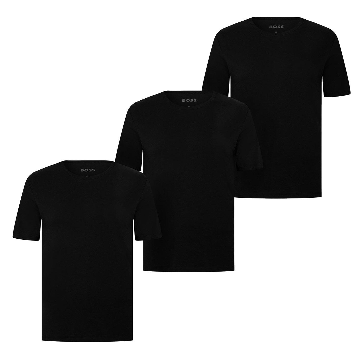 Boss Mens BOSS Bodywear 3 Pack Premium Cotton T-Shirts - Crew Neck - Black 001 - XS