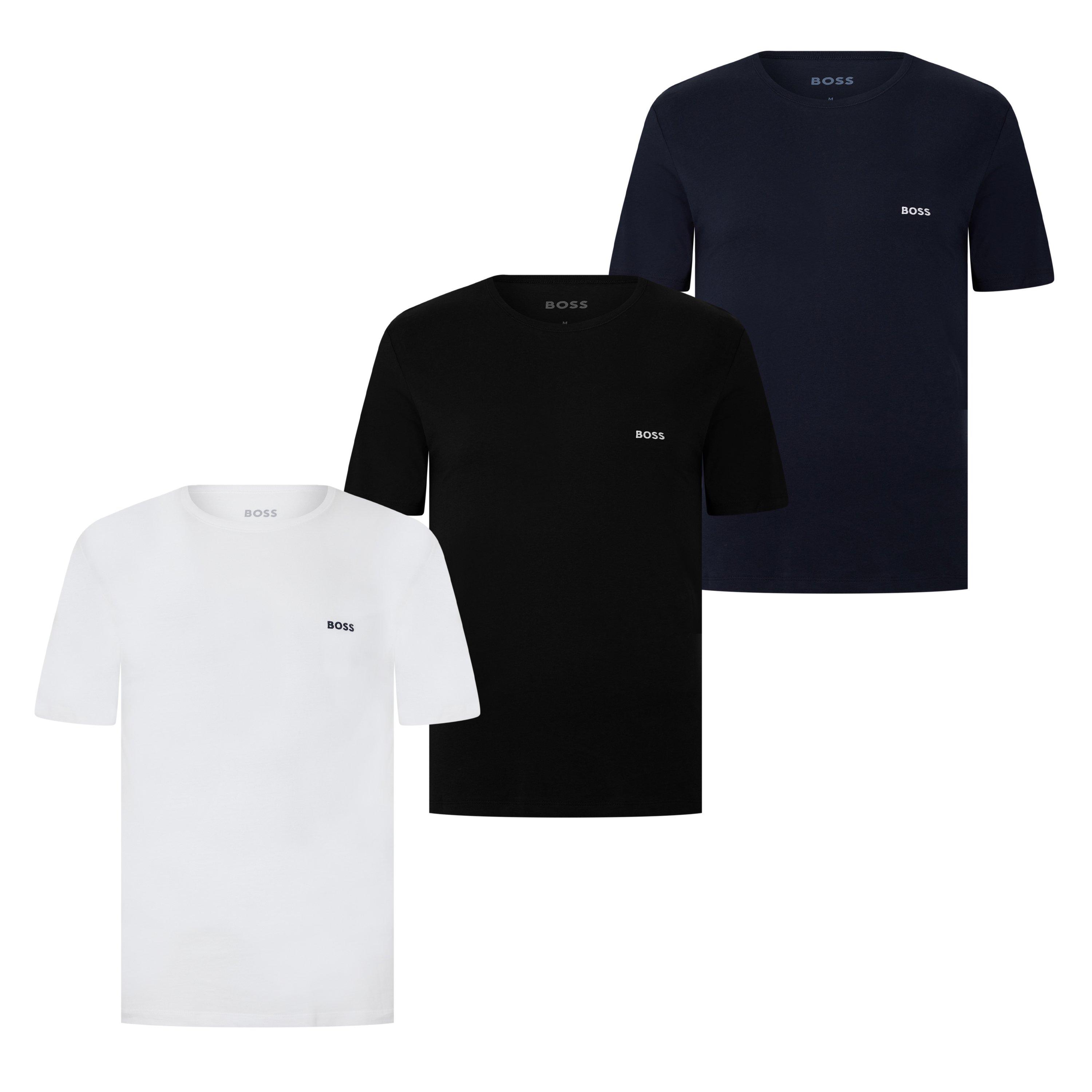 Boss Men's Bodywear 3 Pack Premium Cotton T-Shirts - Crew Neck - Blk/Wht/Nvy984 - 2XL