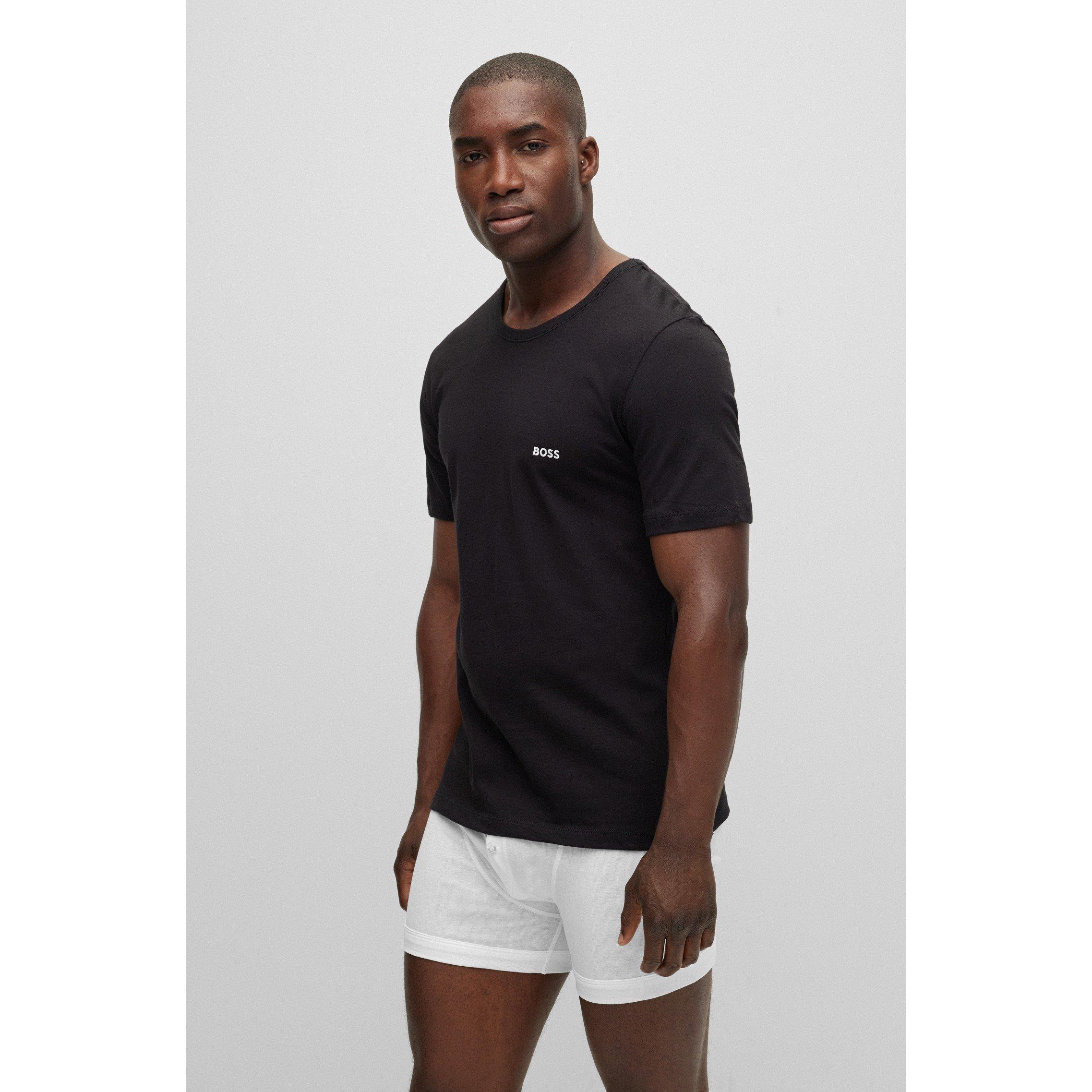 Blk/Wht/Nvy984 - Boss - Mens BOSS Bodywear 3 Pack Premium Cotton T-Shirts - Crew Neck - 6
