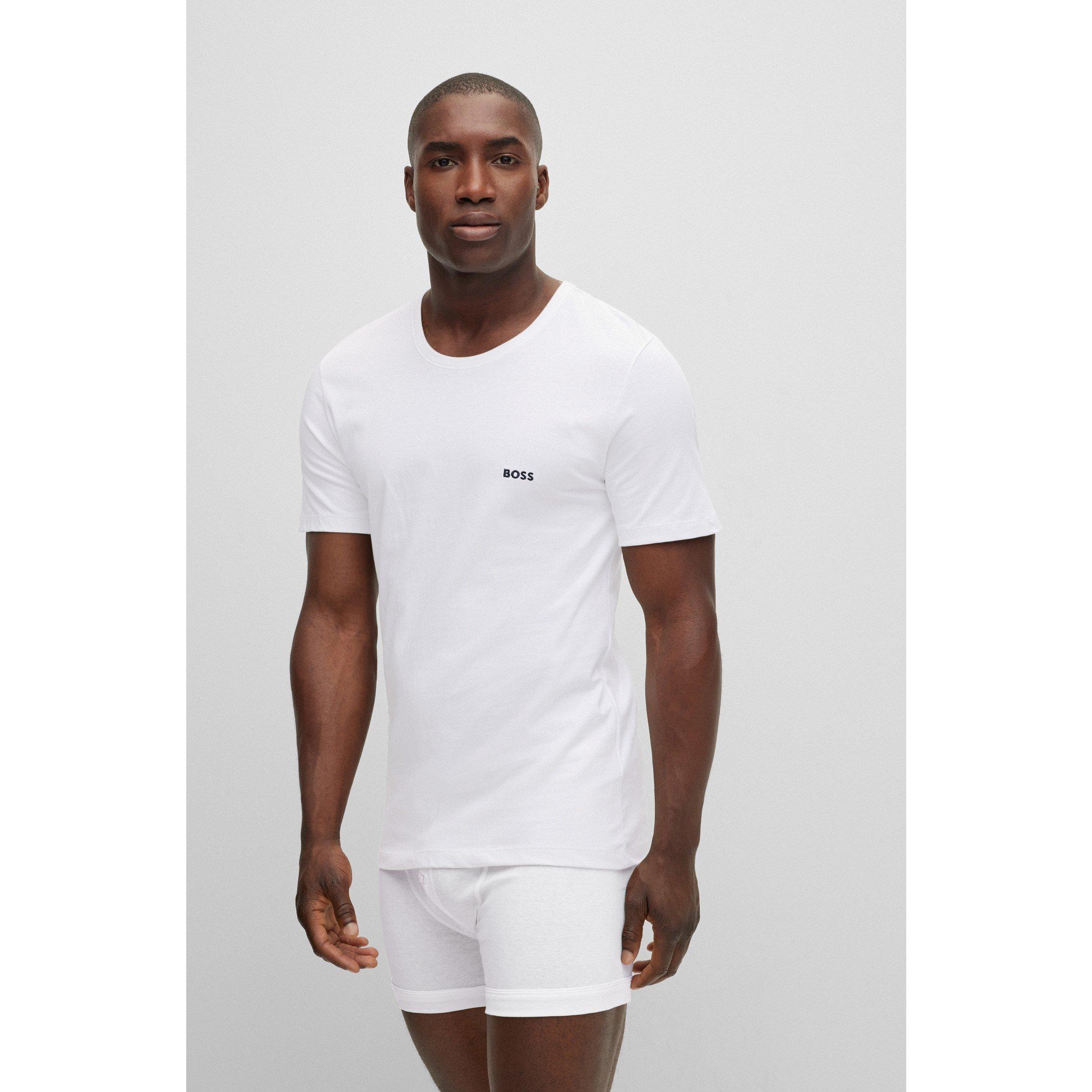 Blk/Wht/Nvy984 - Boss - Mens BOSS Bodywear 3 Pack Premium Cotton T-Shirts - Crew Neck - 8