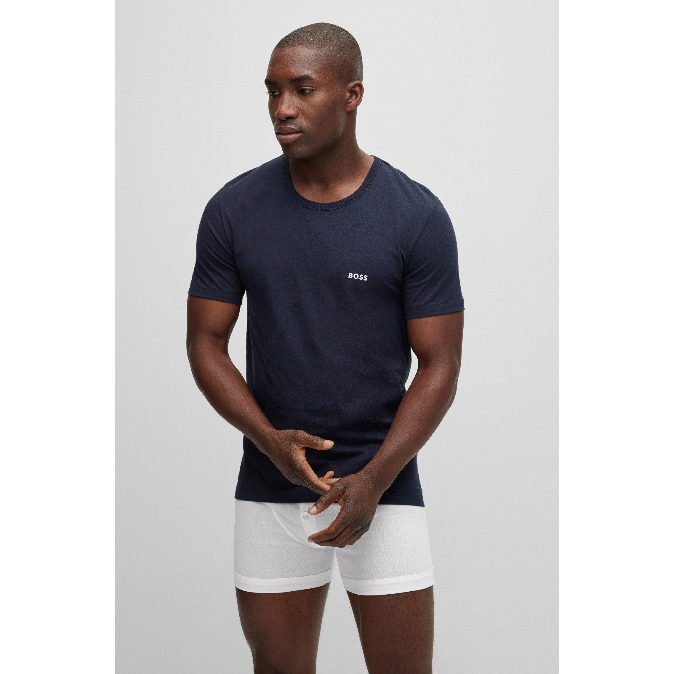 Blk/Wht/Nvy984 - Boss - Mens BOSS Bodywear 3 Pack Premium Cotton T-Shirts - Crew Neck - 9