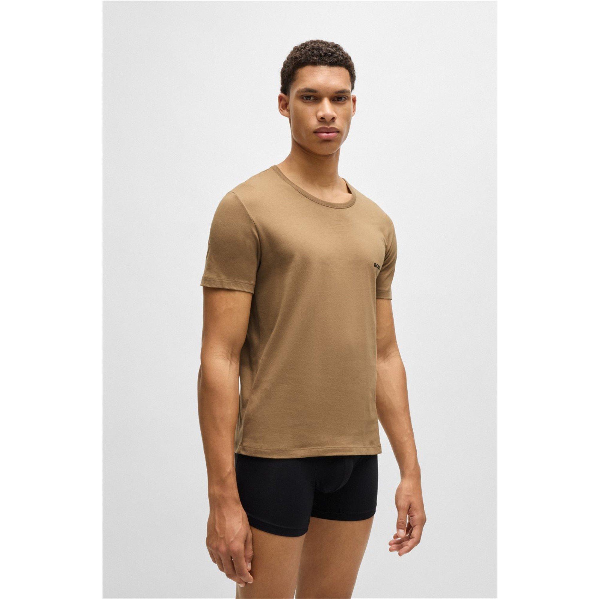 Blk/Wht/Bge 265 - Boss - Mens BOSS Bodywear 3 Pack Premium Cotton T-Shirts - Crew Neck - 2