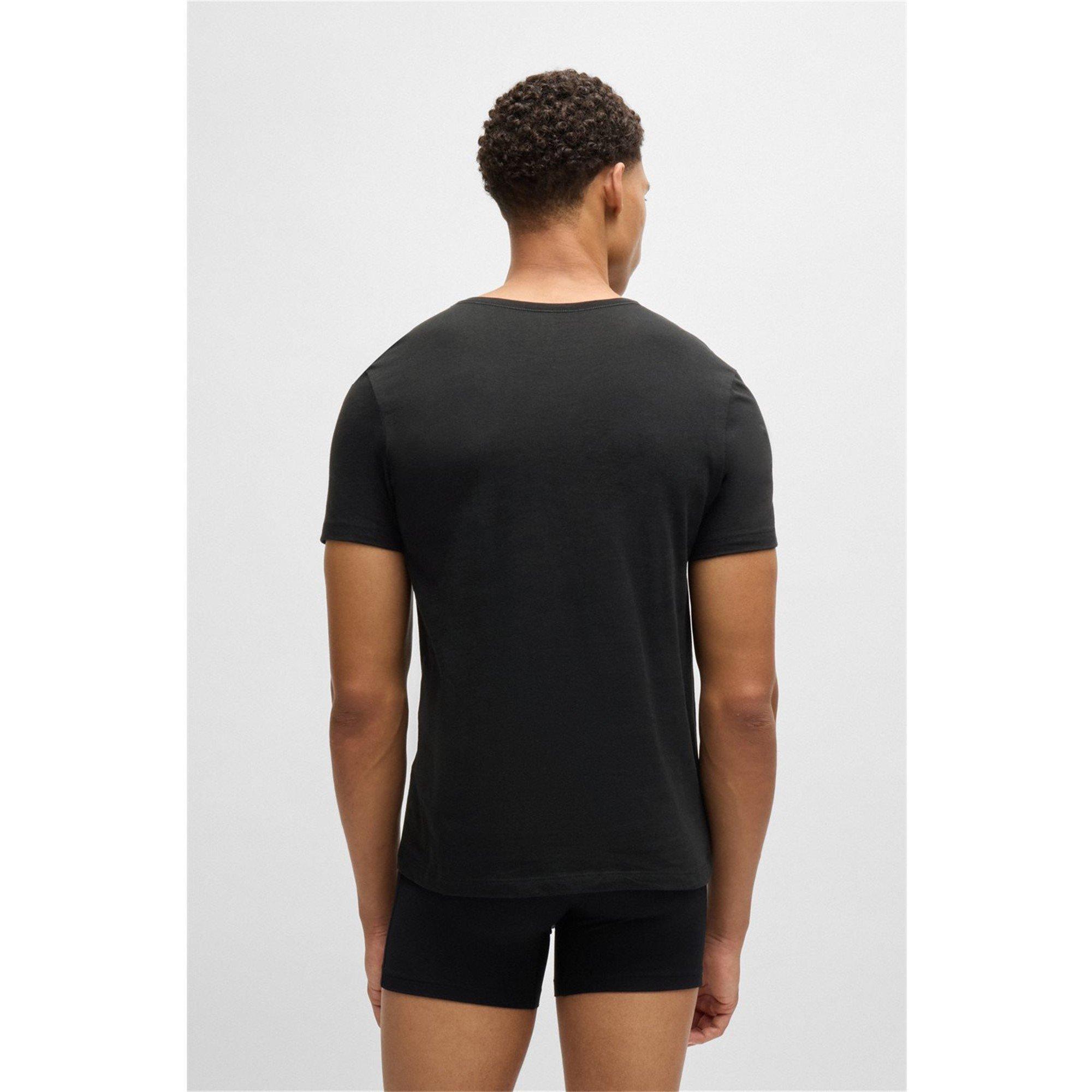 Blk/Wht/Bge 265 - Boss - Mens BOSS Bodywear 3 Pack Premium Cotton T-Shirts - Crew Neck - 4