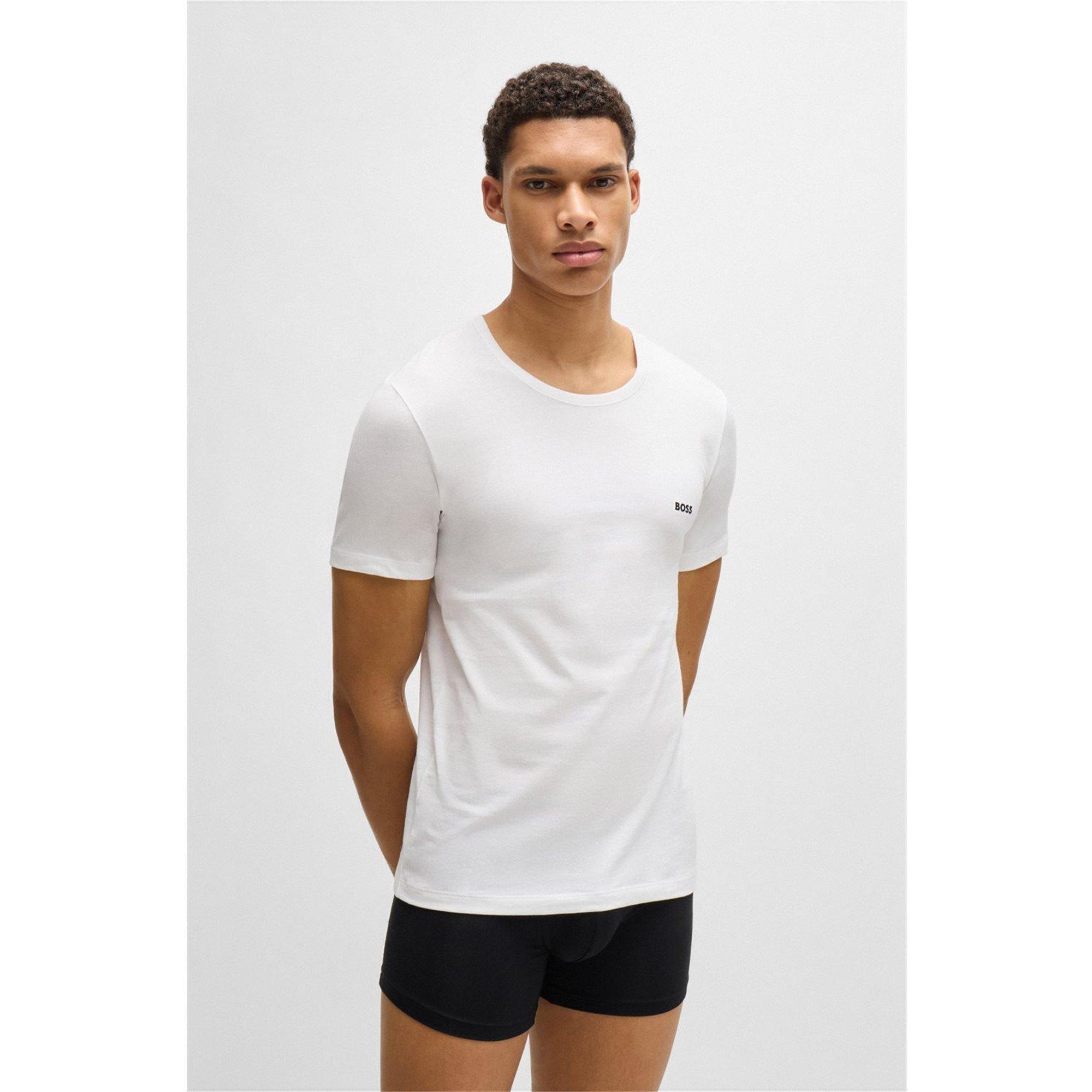 Blk/Wht/Bge 265 - Boss - Mens BOSS Bodywear 3 Pack Premium Cotton T-Shirts - Crew Neck - 5