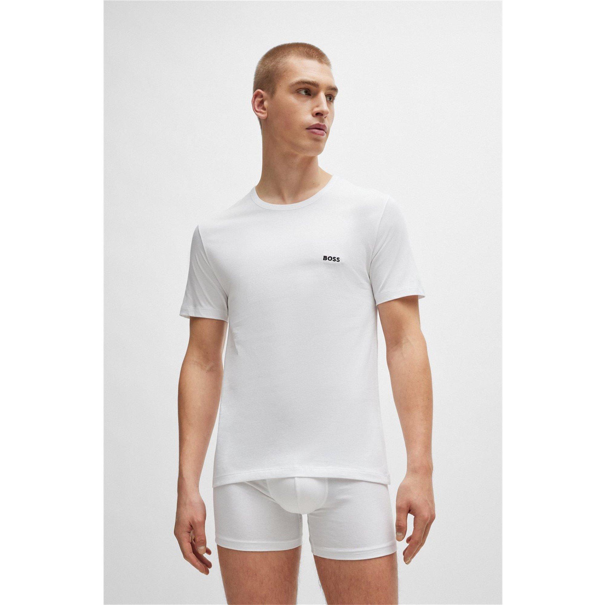 Blk/Wht/Bge 265 - Boss - Mens BOSS Bodywear 3 Pack Premium Cotton T-Shirts - Crew Neck - 6