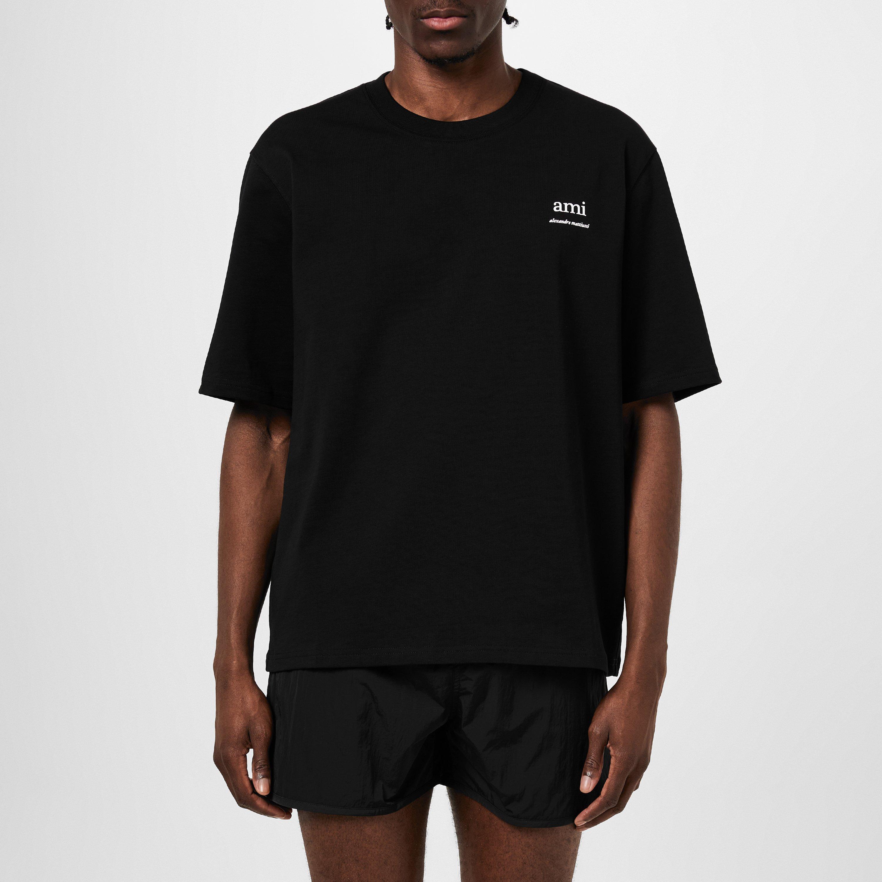 BLACK/001 - Ami Paris - Organic Cotton Logo T-Shirt - 3