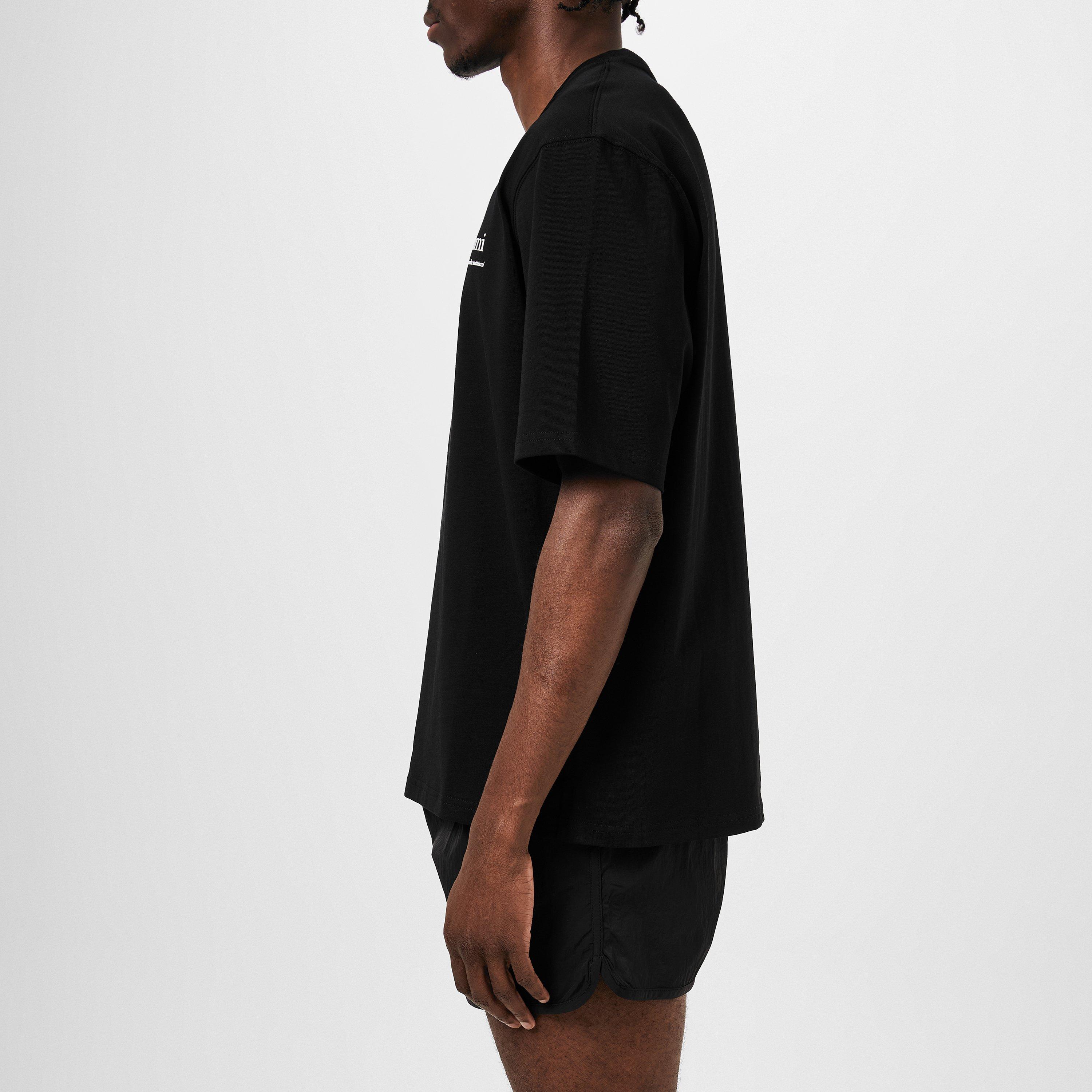 BLACK/001 - Ami Paris - Organic Cotton Logo T-Shirt - 5