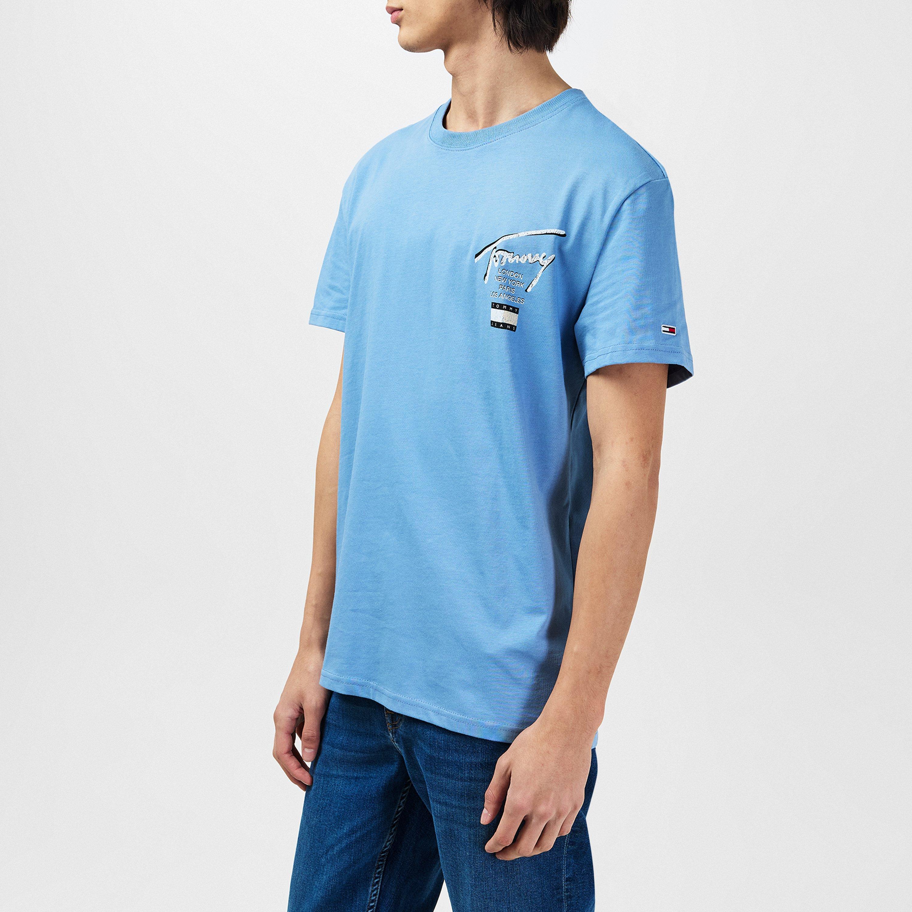 Colarado Blue - Tommy Jeans - Men's TJM Sign City Regular Fit T-Shirt - 5