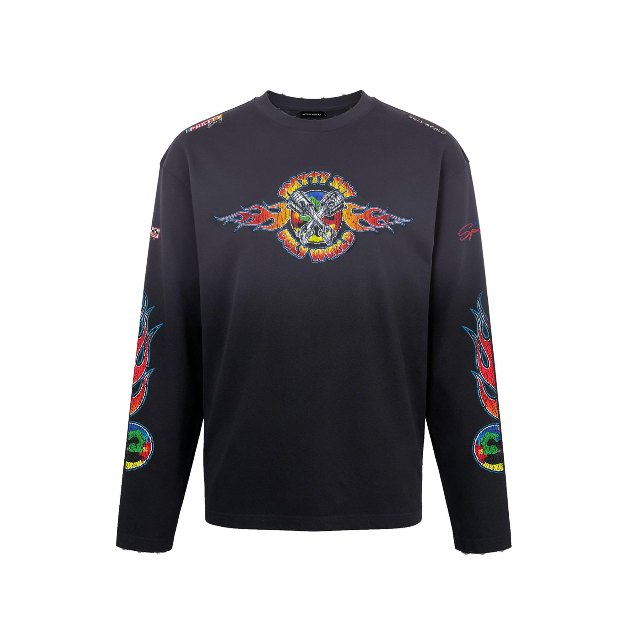 Wash Black - Pretty Boy Ugly World - PBUW Motor Wash Long Sleeve T-shirt Mens - 1