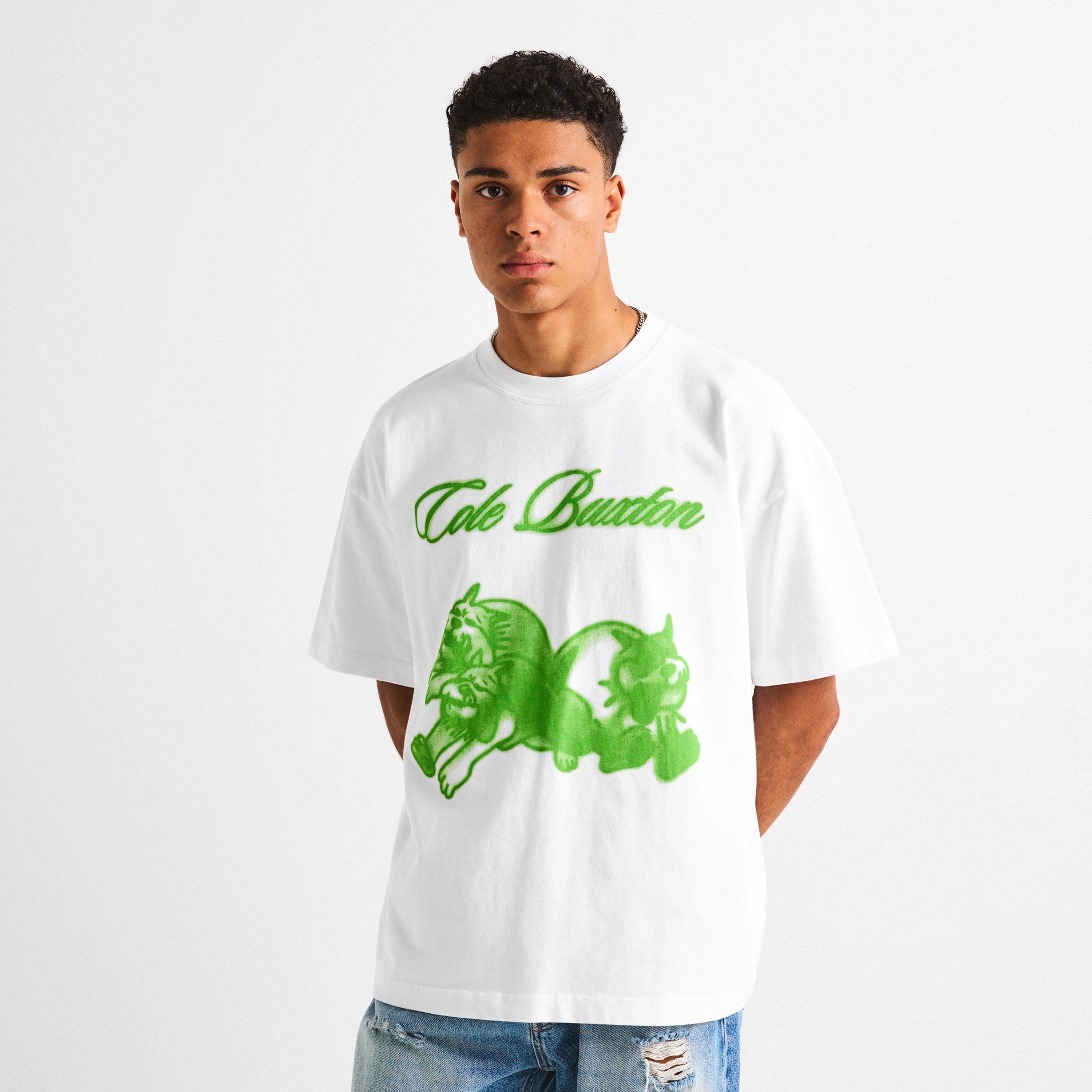 White/Green - Cole Buxton - Men's Bull Dog Tee Oversized T-Shirt - 3