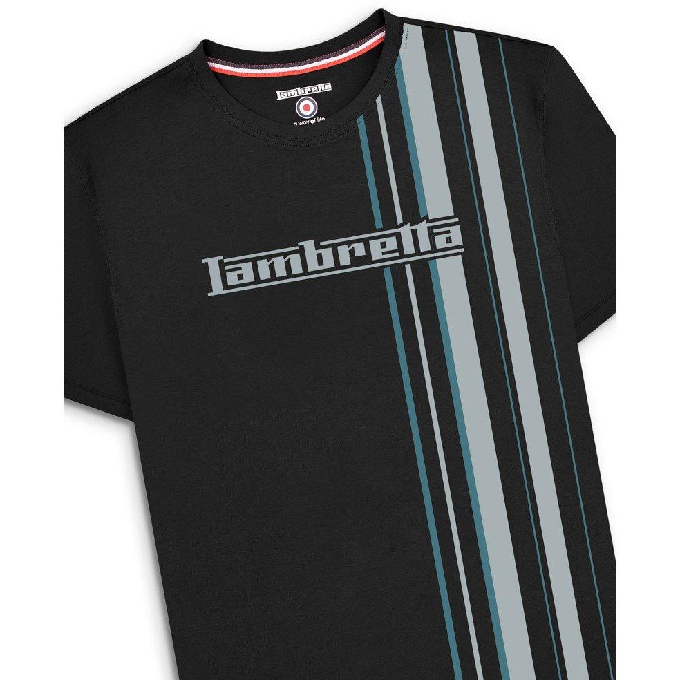 Schwarz - Lambretta - Racing Stripe Regular Fit T-Shirt - 4