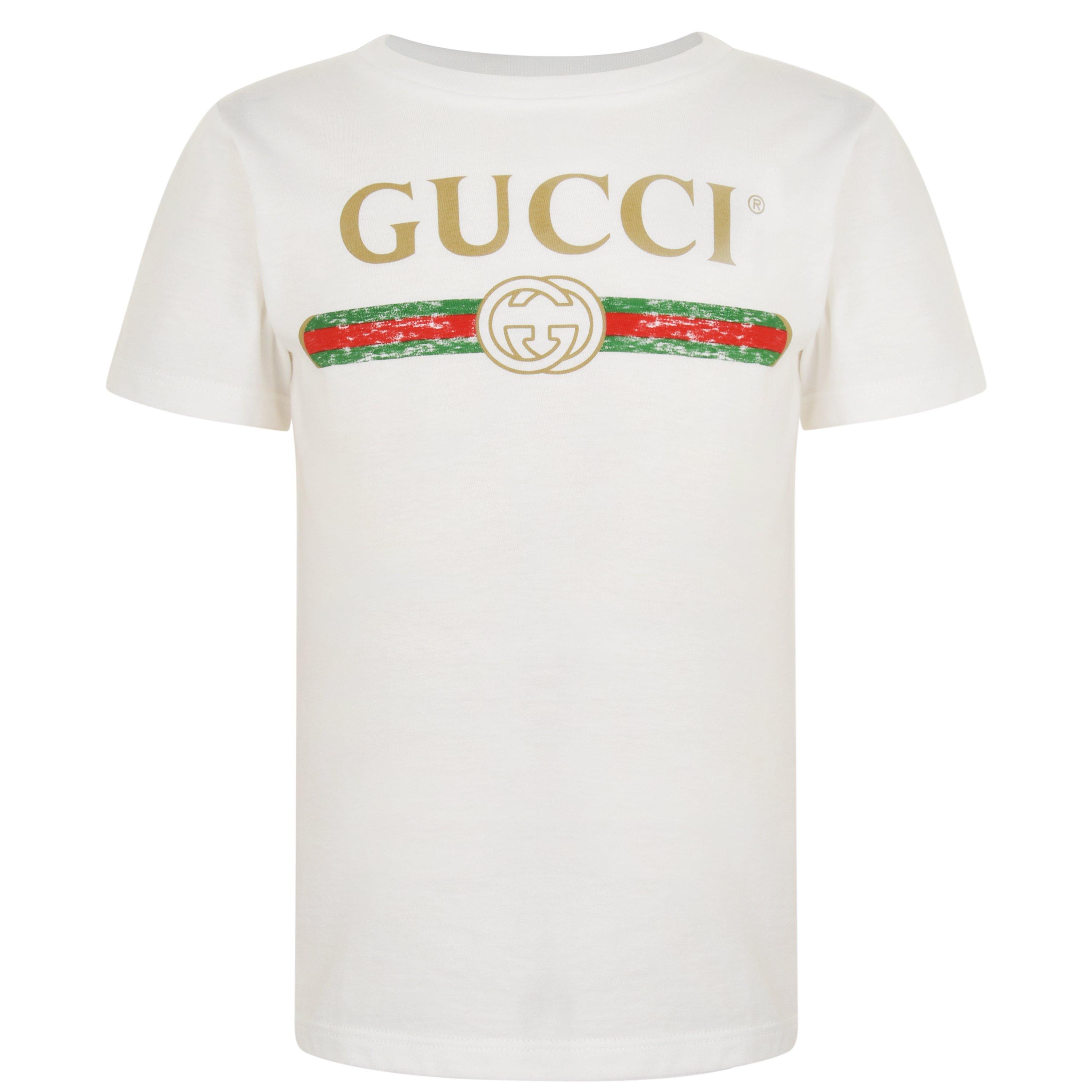 White 9112 - Gucci - Juniors' Fake Logo Cotton T-Shirt - 1
