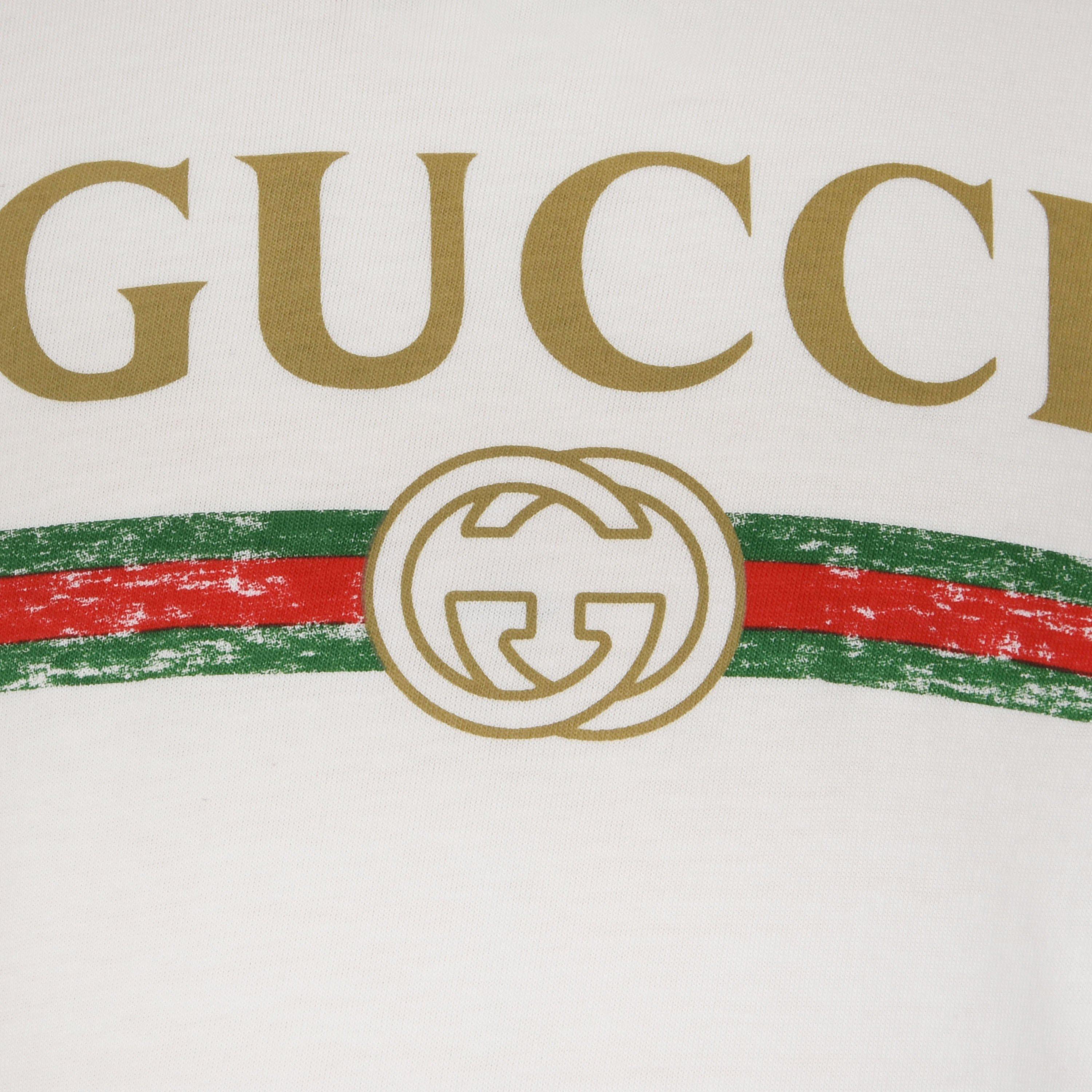 White 9112 - Gucci - Juniors' Fake Logo Cotton T-Shirt - 3