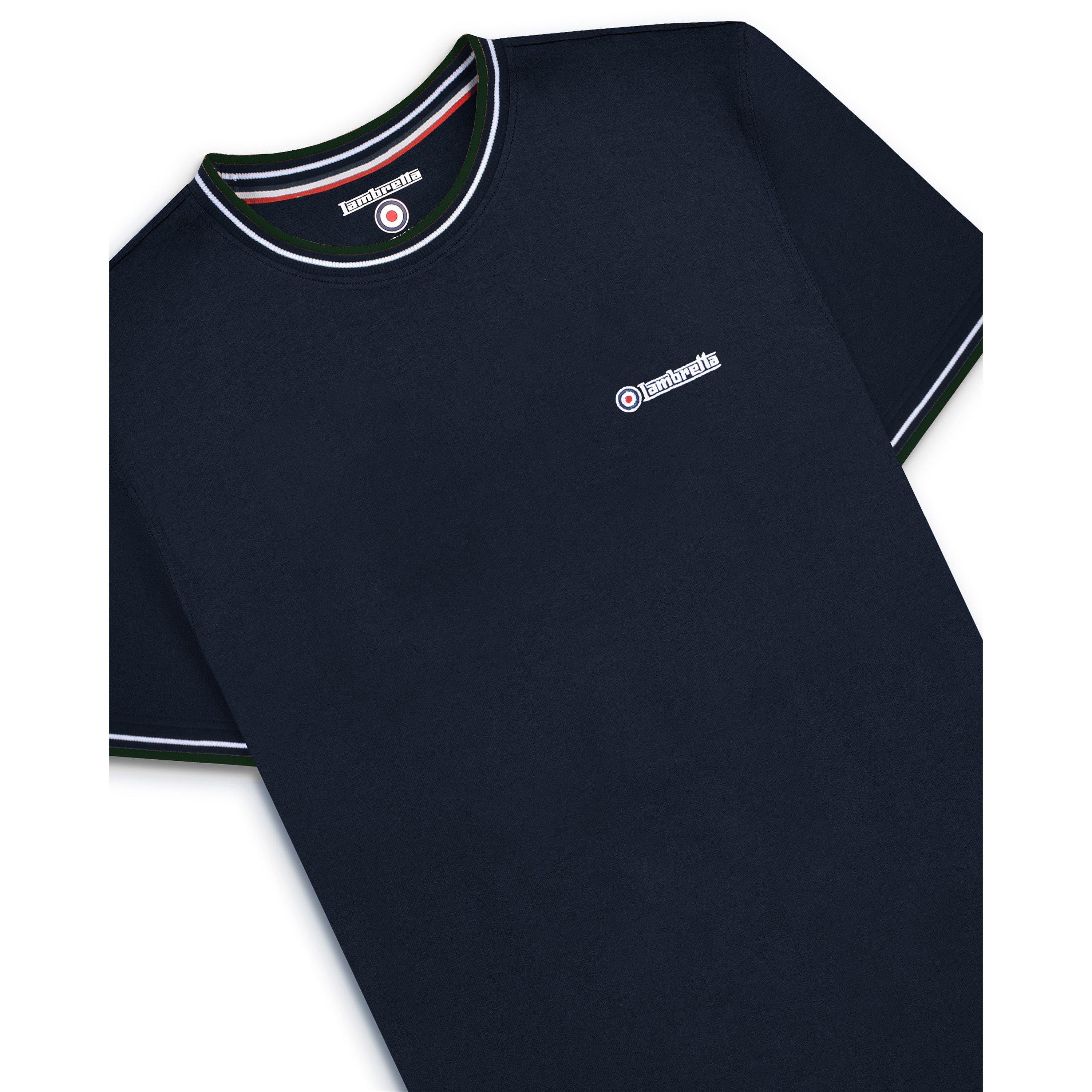Marine/Hvid/Grøn - Lambretta - Men's Twin Tip Pique T-Shirt - 3