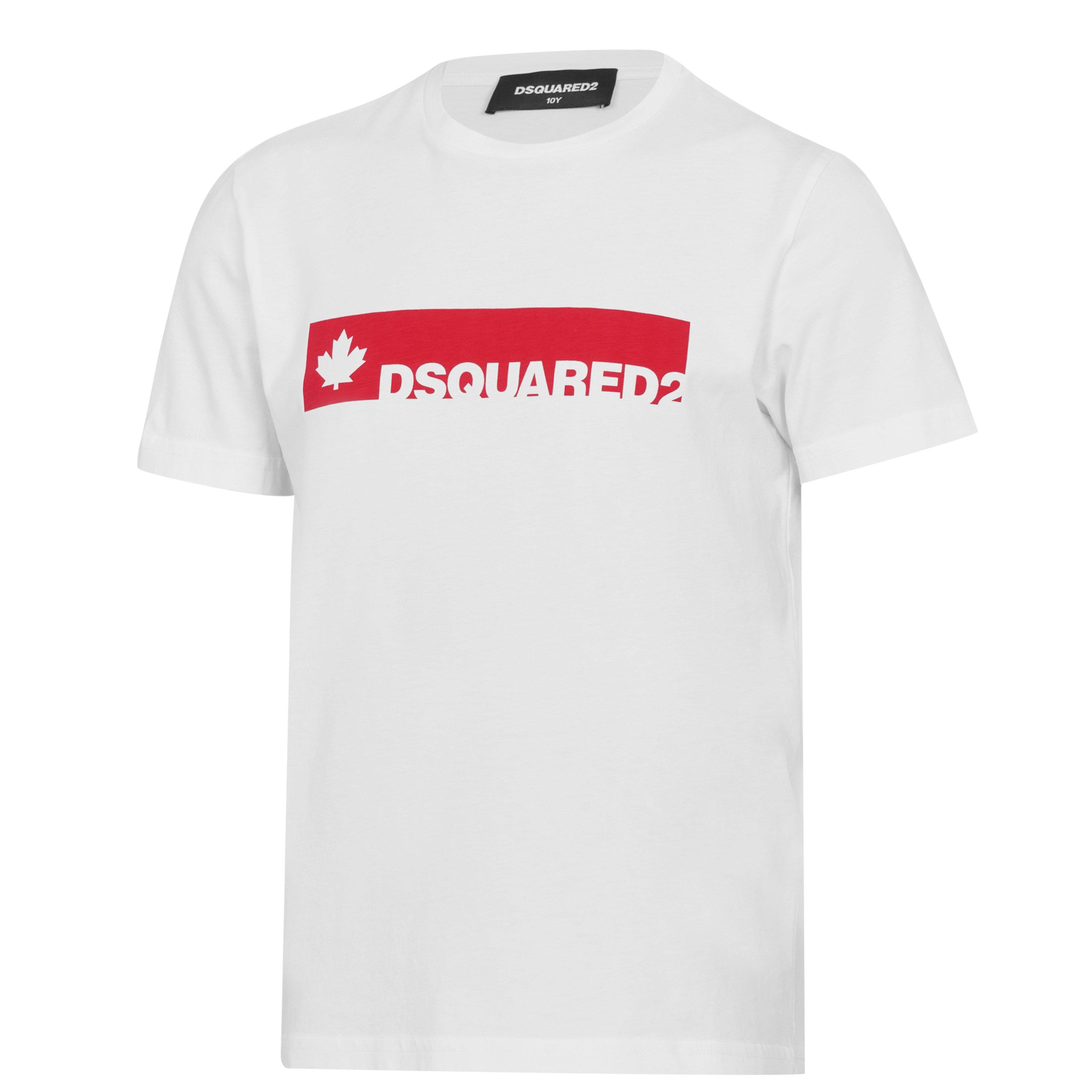 Wht/Red 100 SMU - DSquared2 - Boys Maple Leaf Short Sleeve T Shirt - 3