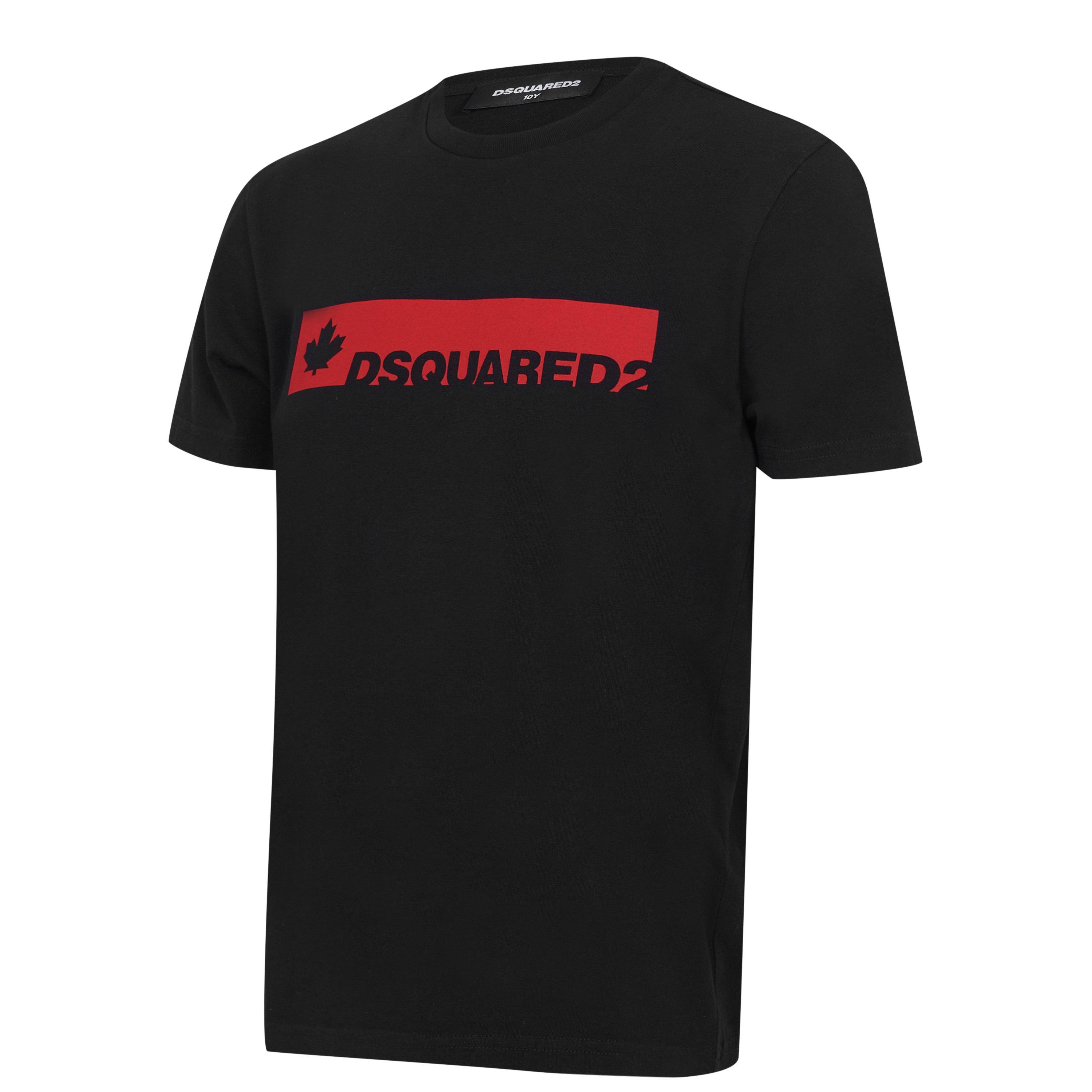 Blk/Red 900 SMU - DSquared2 - Boys Maple Leaf Short Sleeve T Shirt - 3
