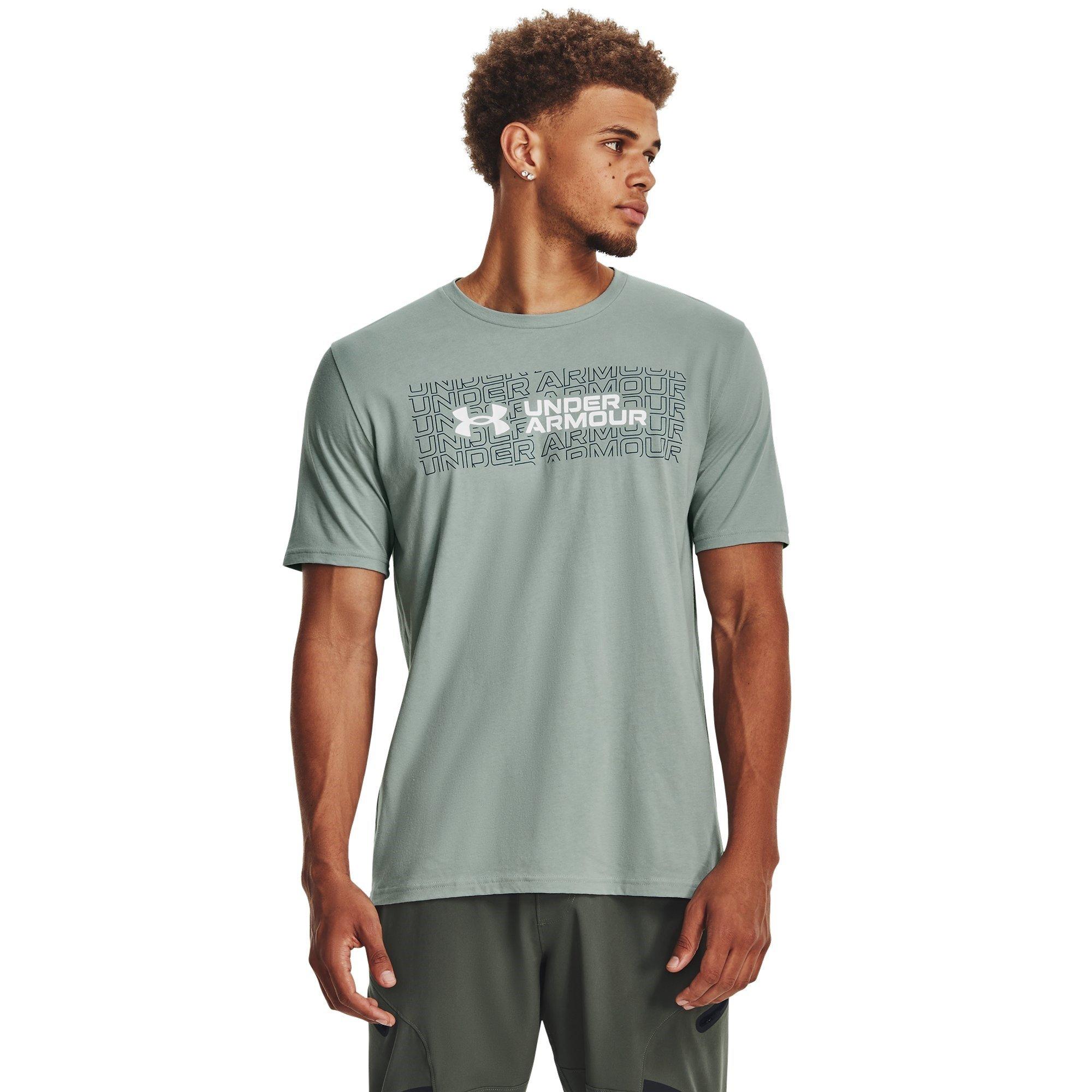 Green/Teal/Wht - Under Armour - Men's Wordmark Overlay Regular Fit T-Shirt - 2