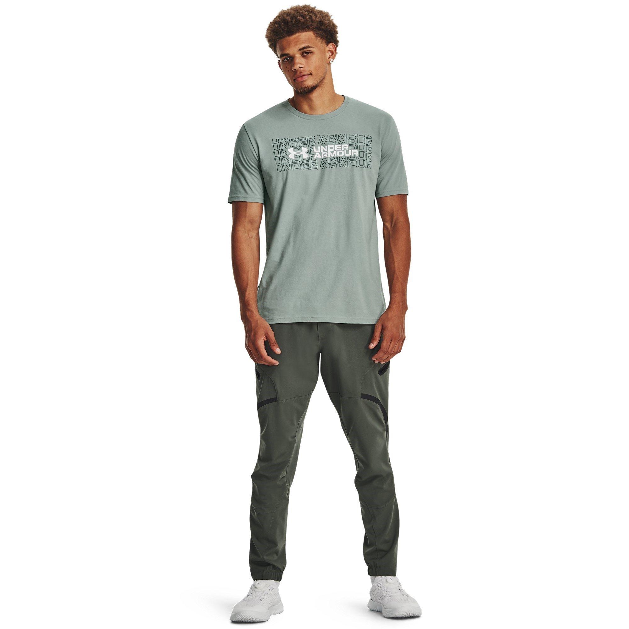 Green/Teal/Wht - Under Armour - Men's Wordmark Overlay Regular Fit T-Shirt - 4