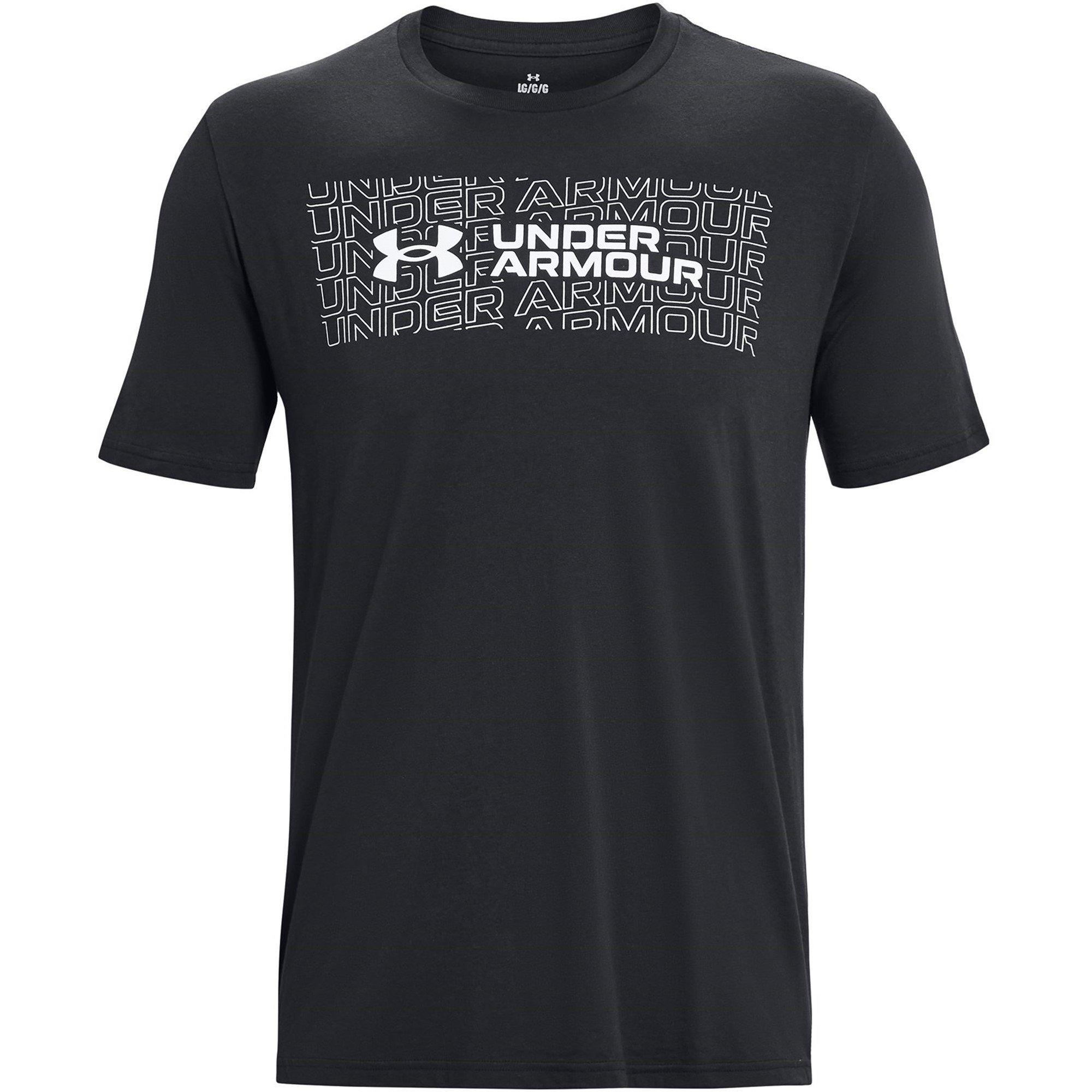 Blk/Gray/White - Under Armour - Men's Wordmark Overlay Regular Fit T-Shirt - 1