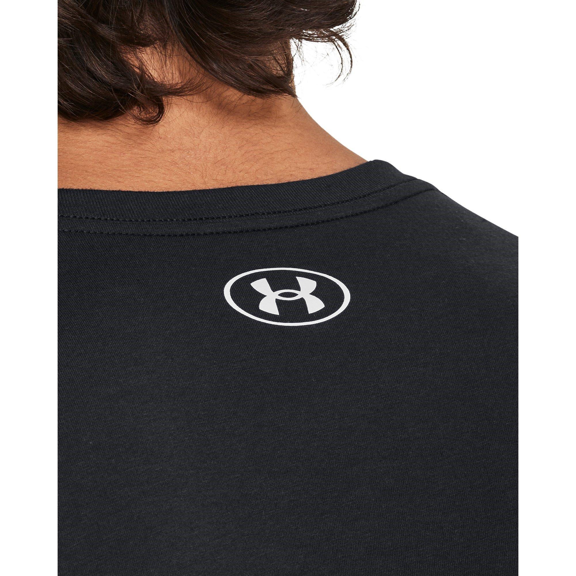 Blk/Gray/White - Under Armour - Men's Wordmark Overlay Regular Fit T-Shirt - 4