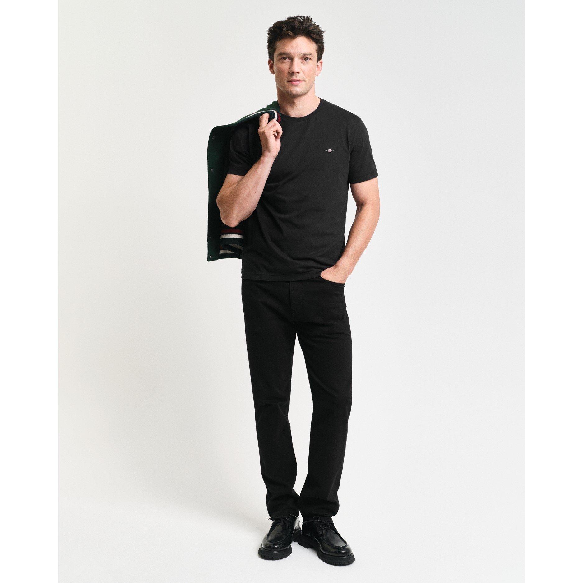 Zwart 005 - Gant - Regular Fit Shield T-Shirt - 3