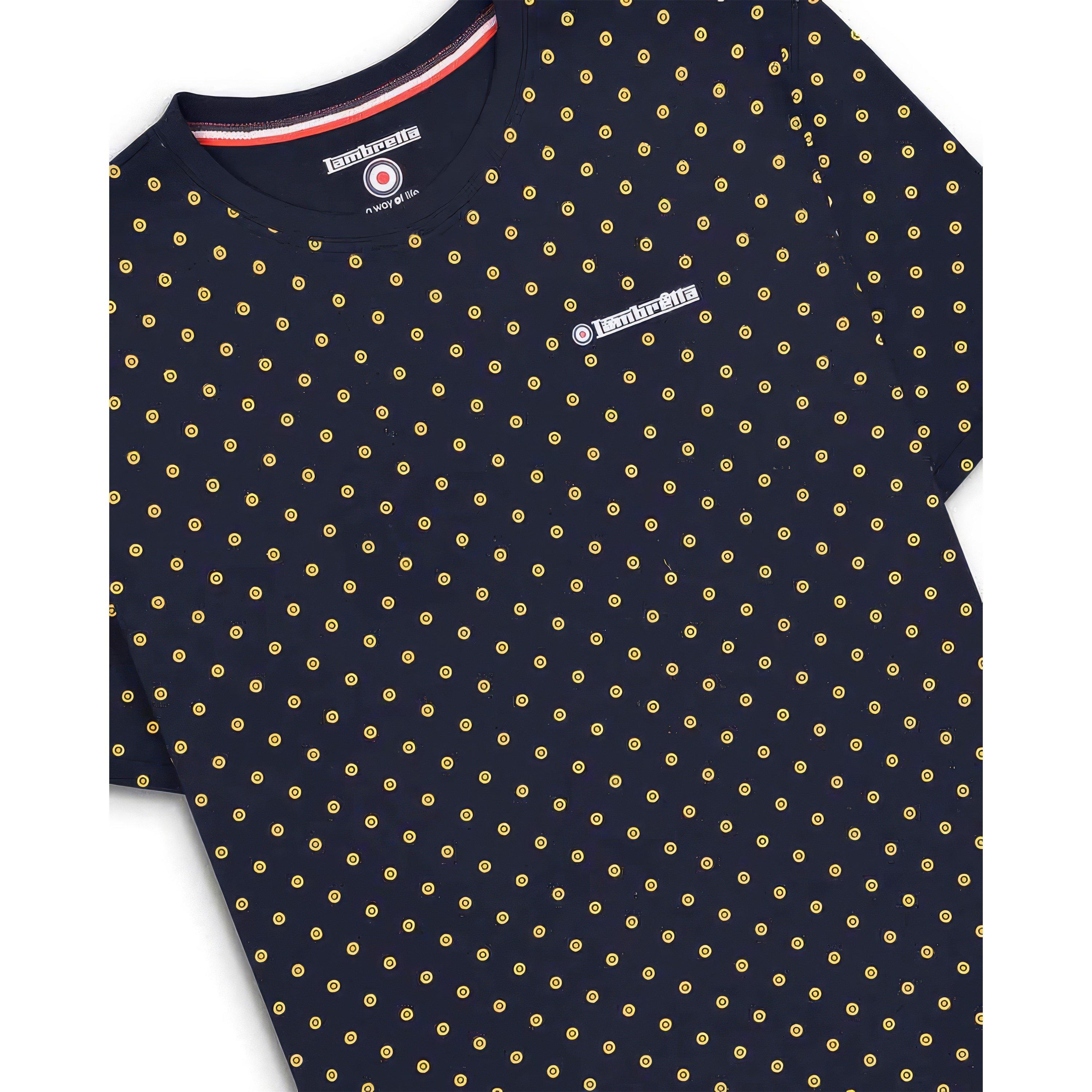 Navy/Gold - Lambretta - Target All Over Print Regular Fit T-Shirt - 2