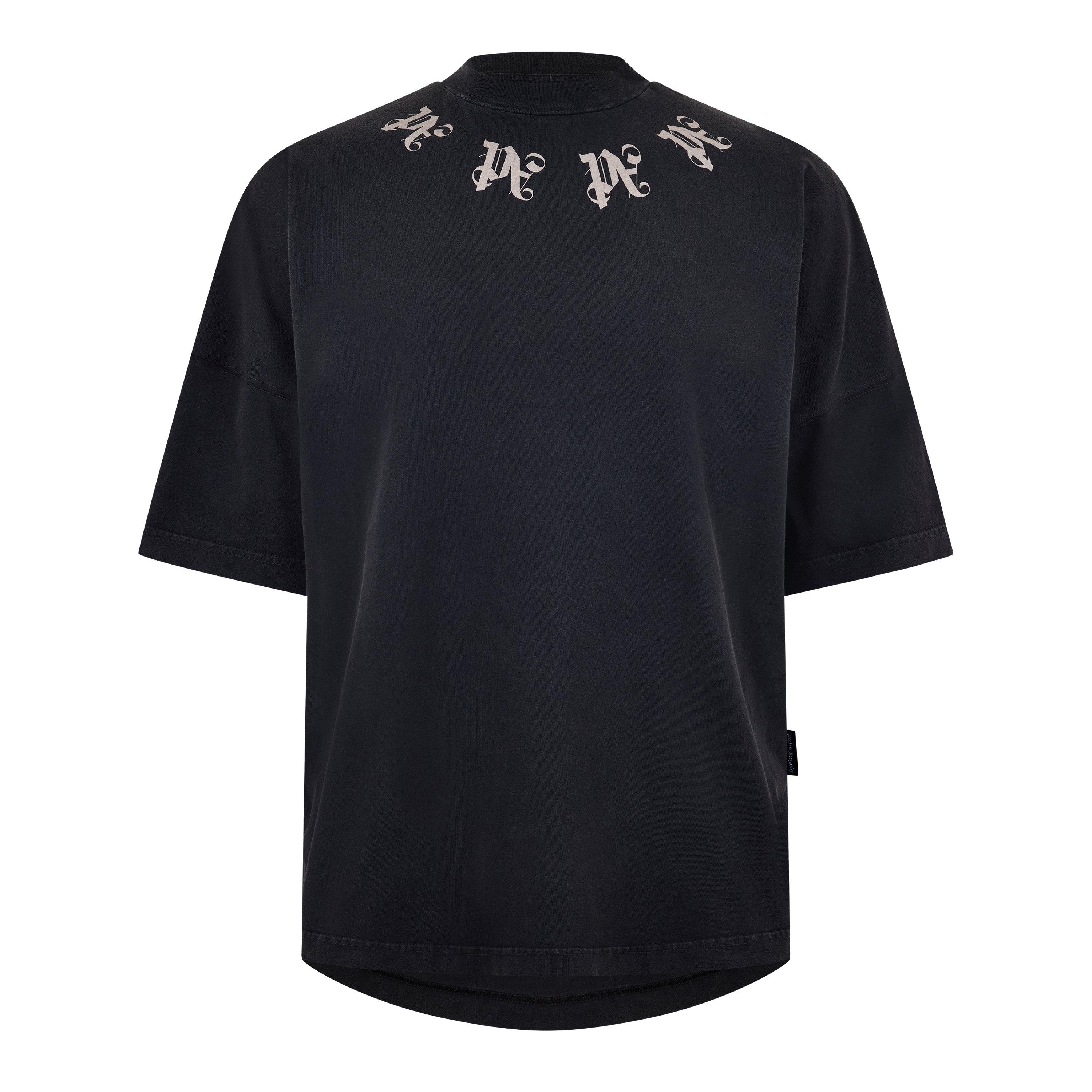 Black/Grey - Palm Angels - Statement Monogram T-Shirt - 7