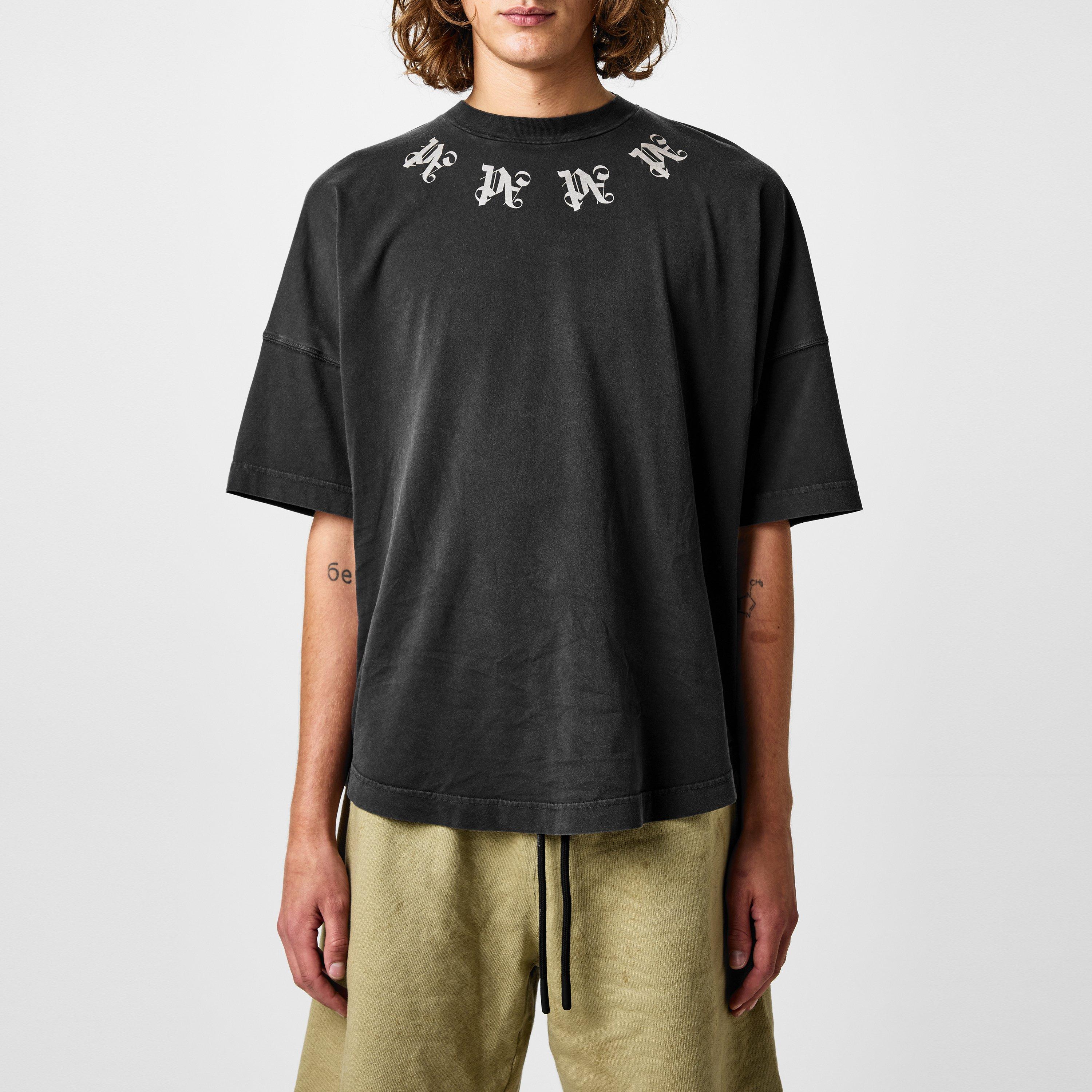 Black/Grey - Palm Angels - Statement Monogram T-Shirt - 3