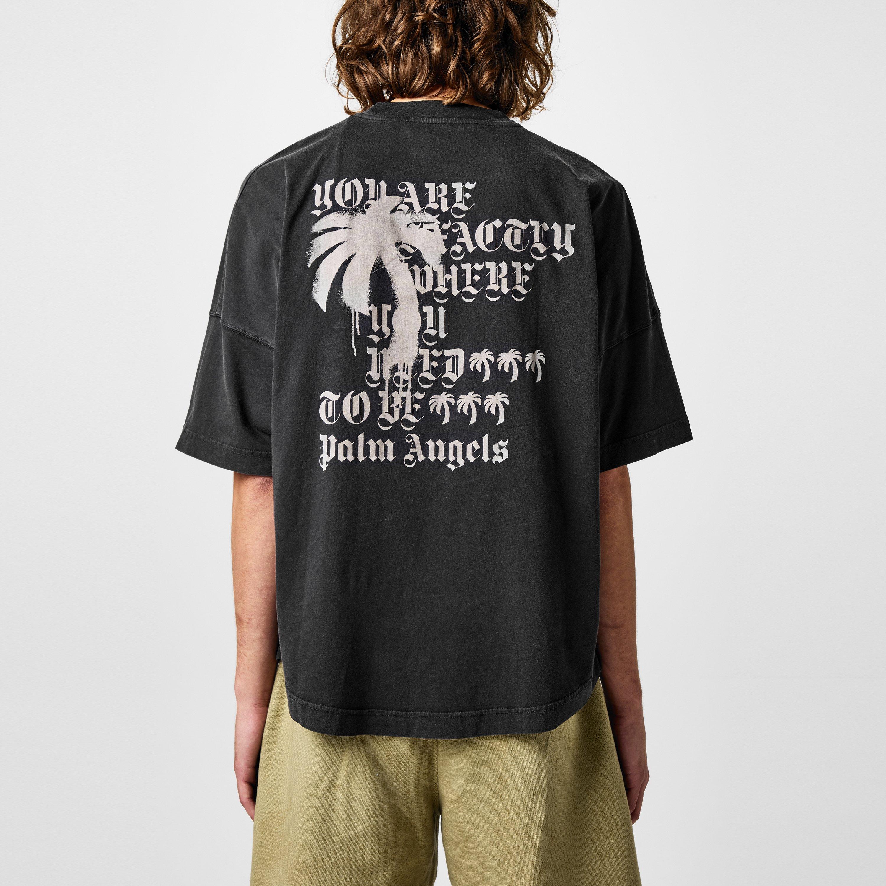 Black/Grey - Palm Angels - Statement Monogram T-Shirt - 4
