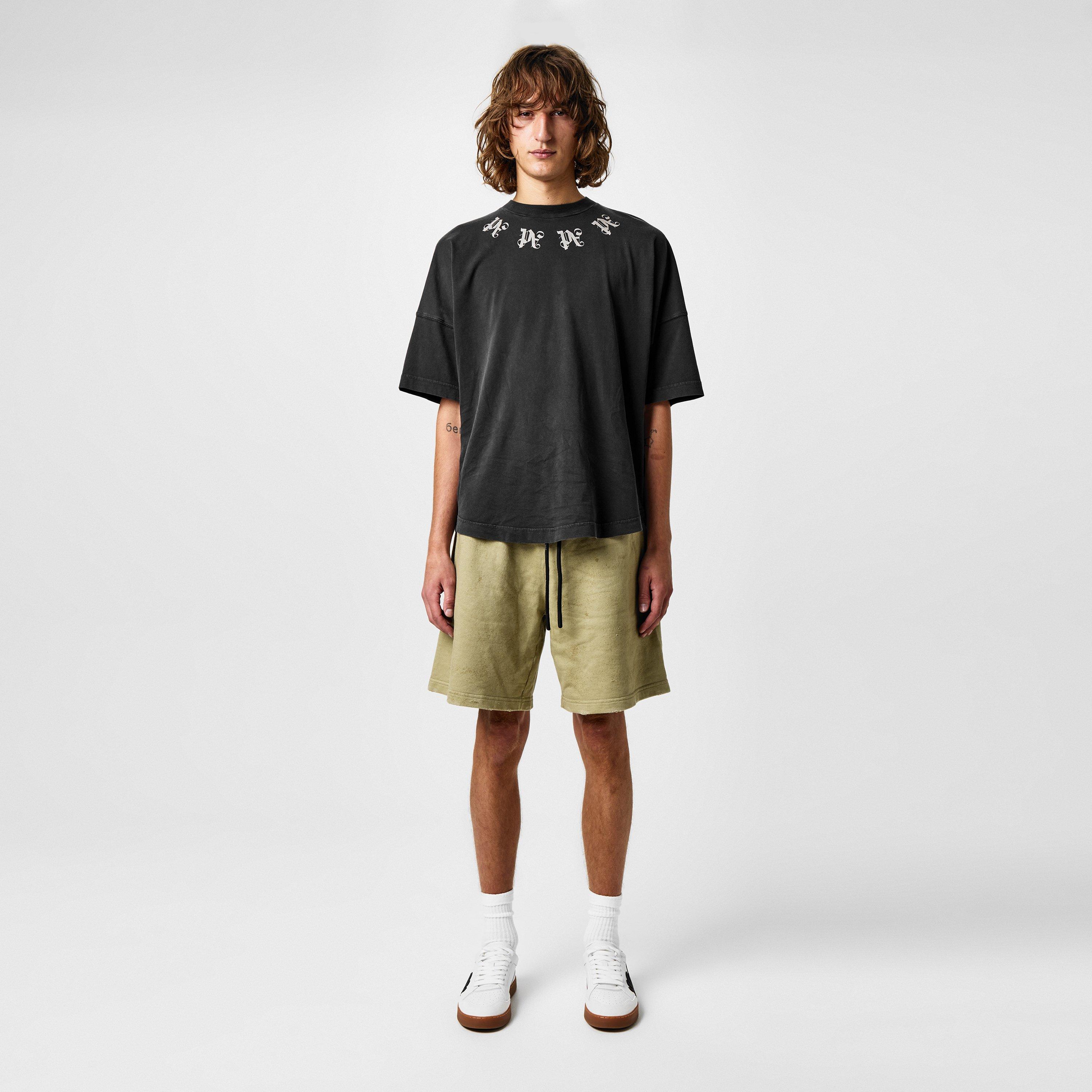 Black/Grey - Palm Angels - Statement Monogram T-Shirt - 6