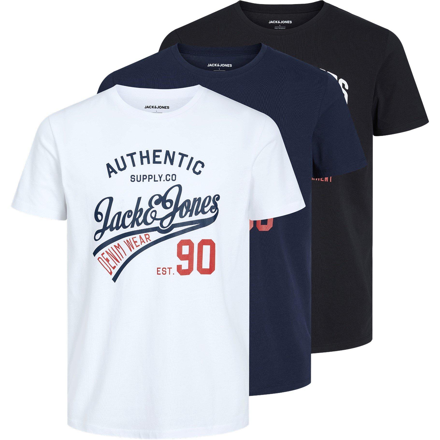 Sort/Hvid/Marineblå - Jack and Jones - Ethan 3-Pack Short Sleeve T-Shirt Mens - 1