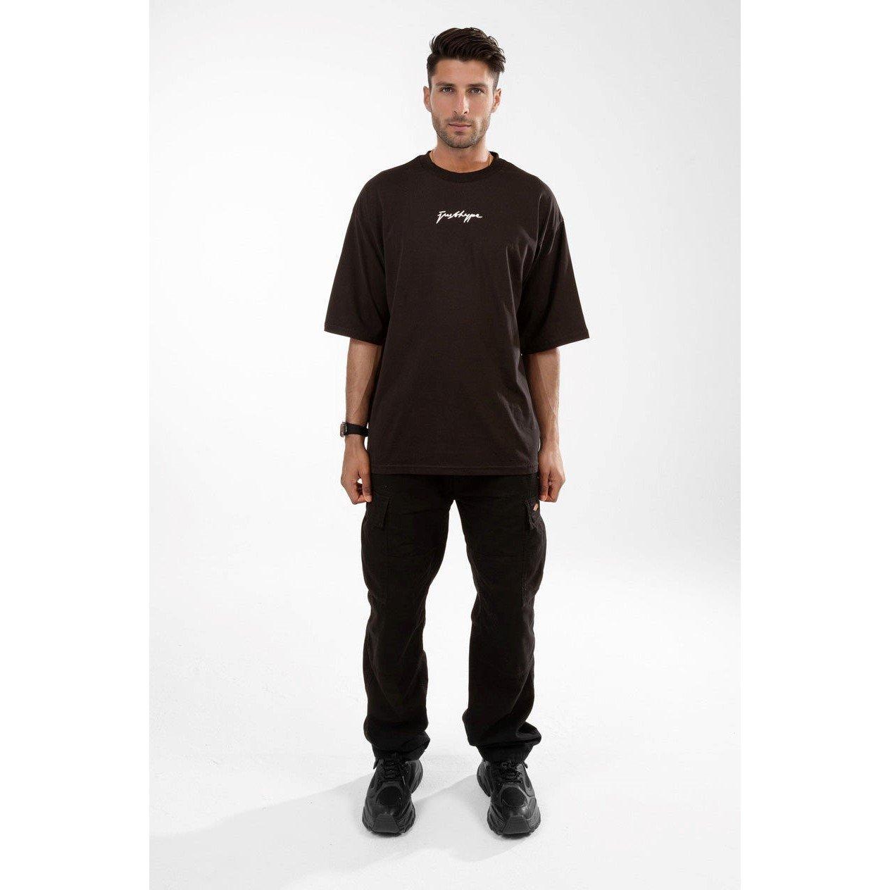 Black - Hype - Men's Oversized Regular Fit T-Shirt - 4