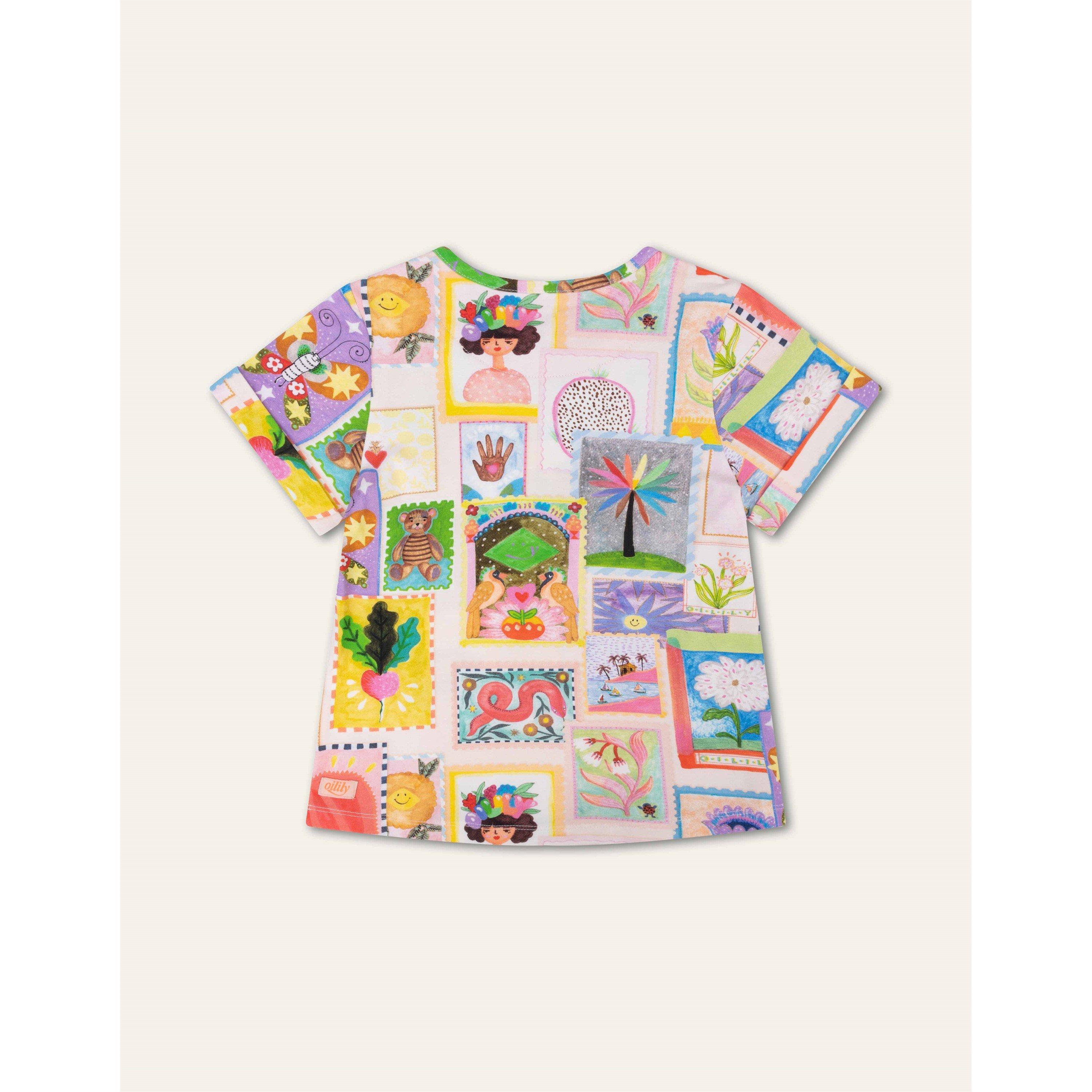 Beige 80 - Oilily - Kids' Patchwork Pattern Regular Fit T-Shirt - 3