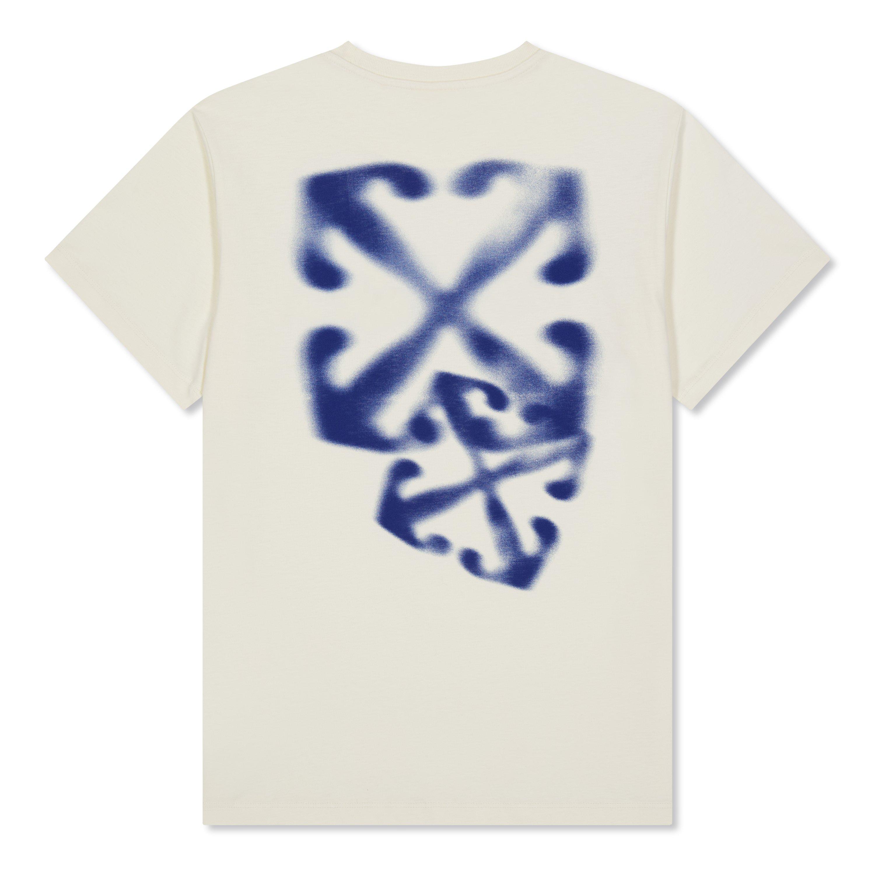 Cream/Blu 0345 - Off White - Unisex Spray Logo T-Shirt, Spray-Paint Design - 2