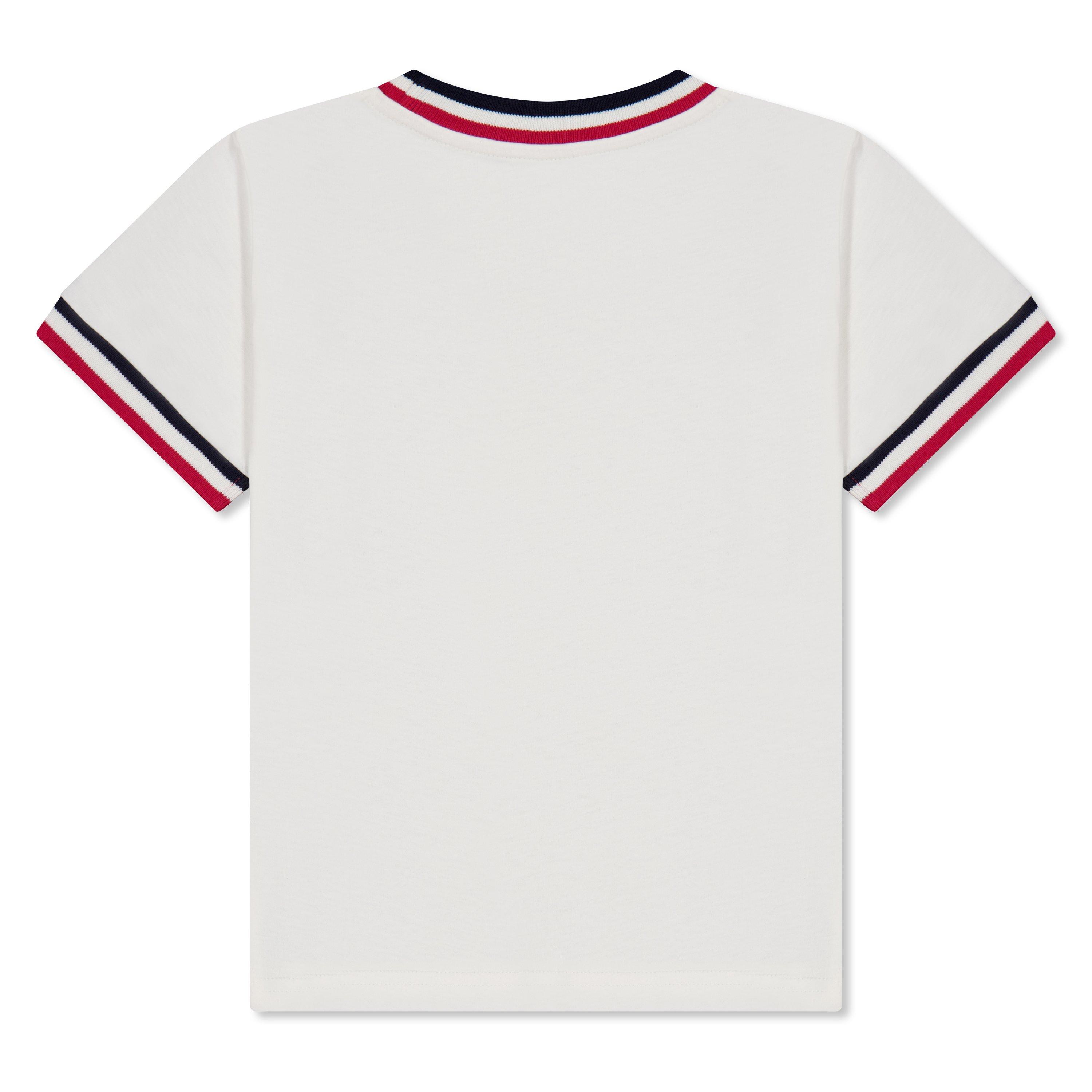 White 034 - Moncler - Stripe-Trim Cotton T-Shirt Juniors - 2