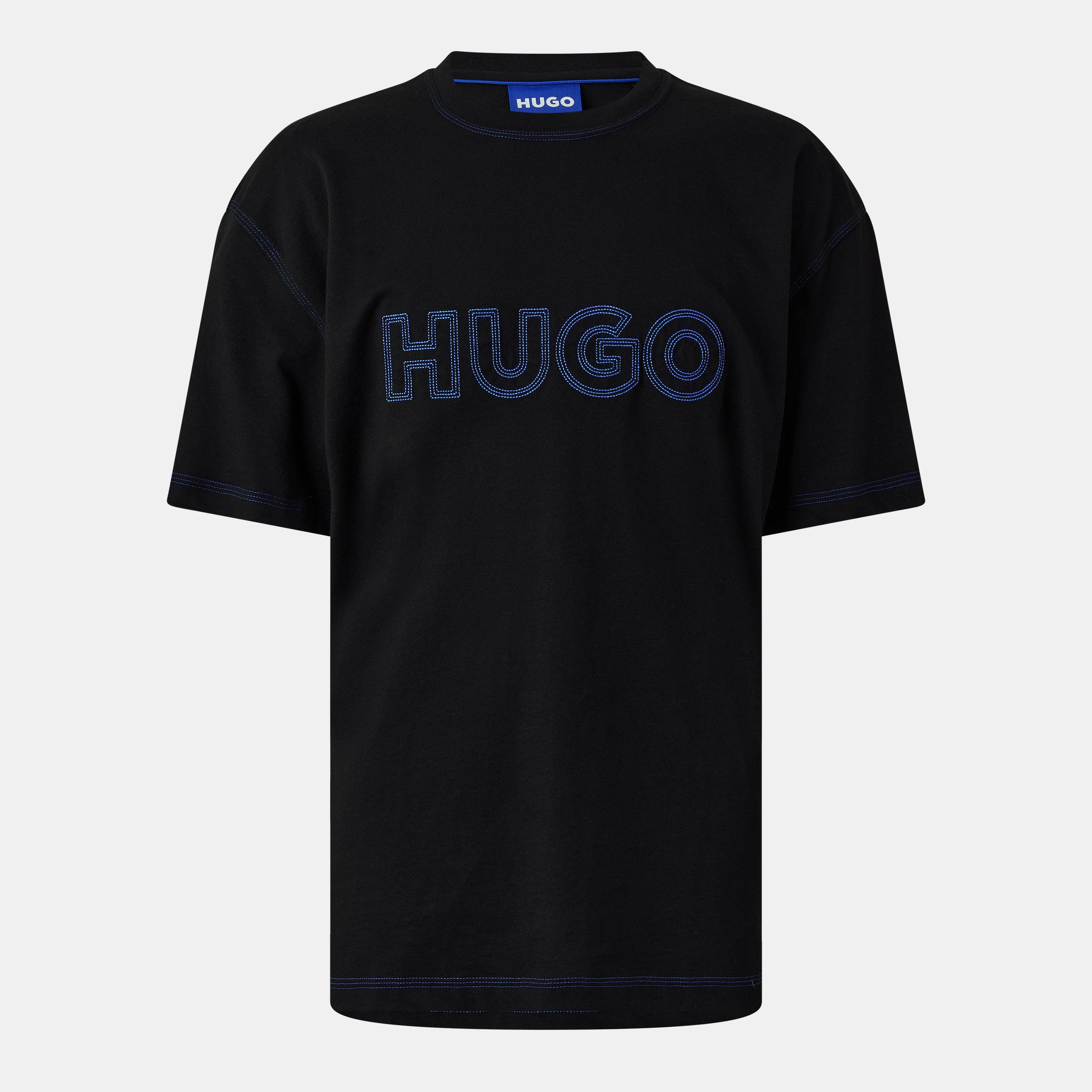 Black 001 - Hugo - Men's Nitlogo Blue Cotton T-Shirt - 1