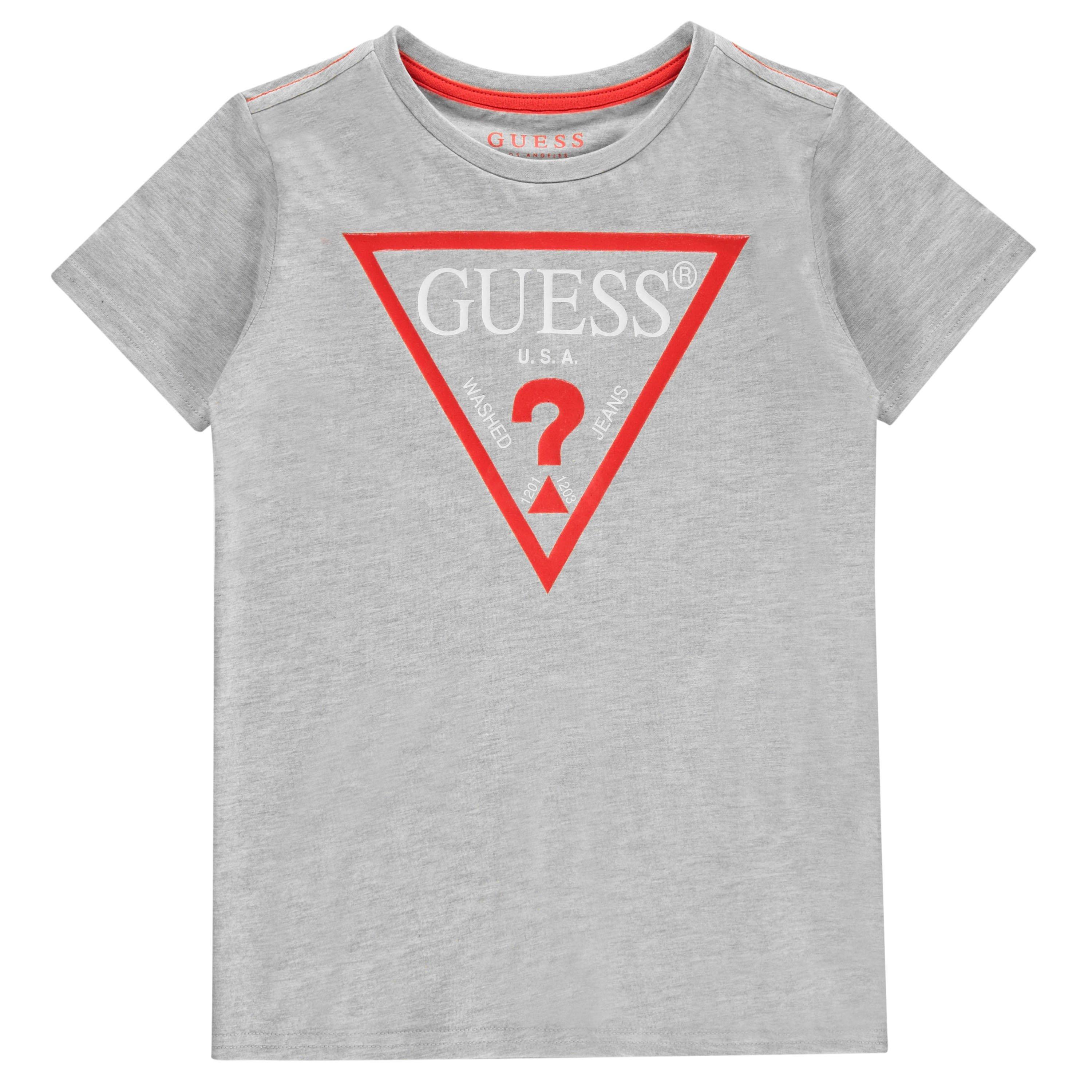 Guess Boys Logo T Shirt - Light Grey Lhy - 14 Yrs