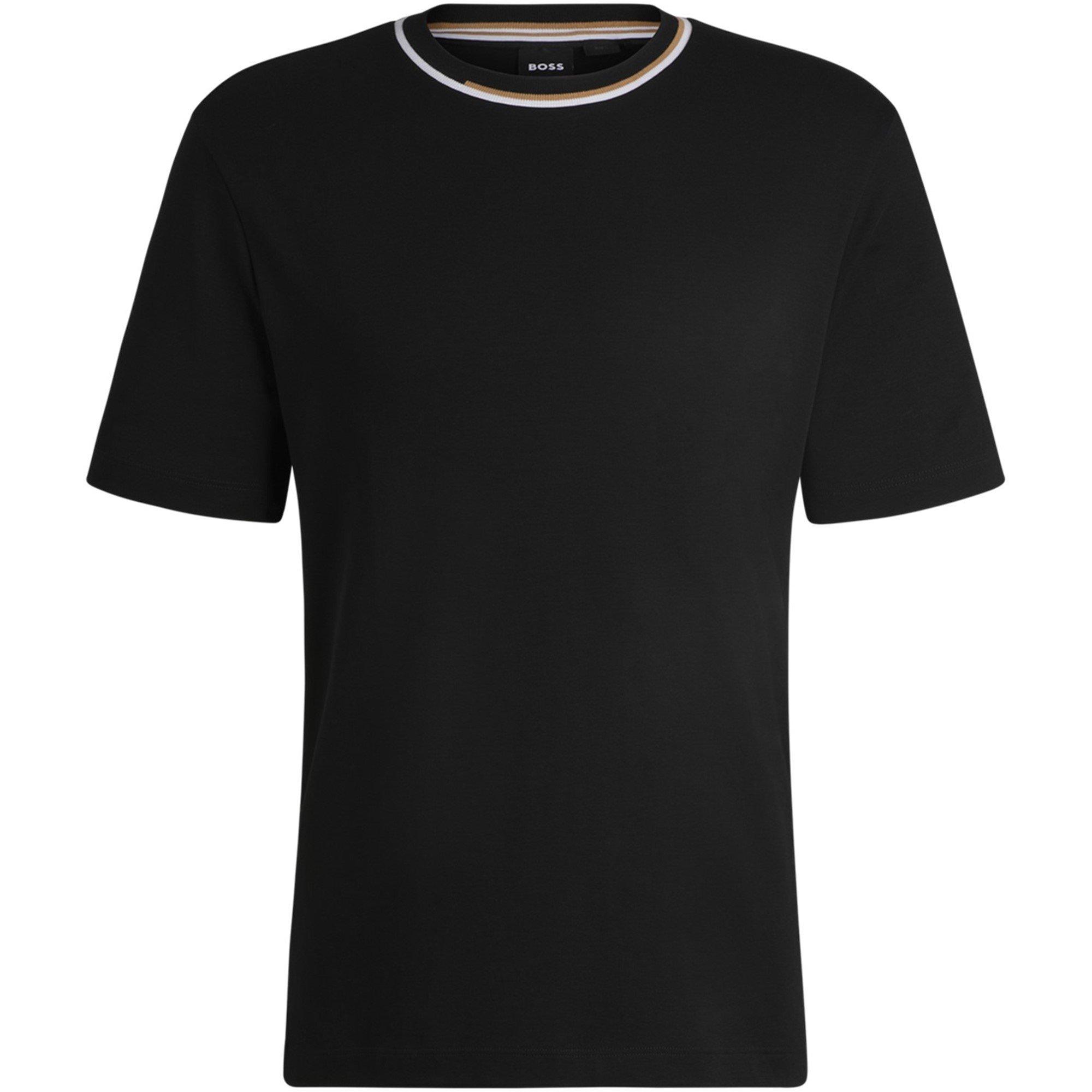 Black 001 - Boss - Men's Thompson Cotton Crew Neck Short Sleeve T-Shirt - 1
