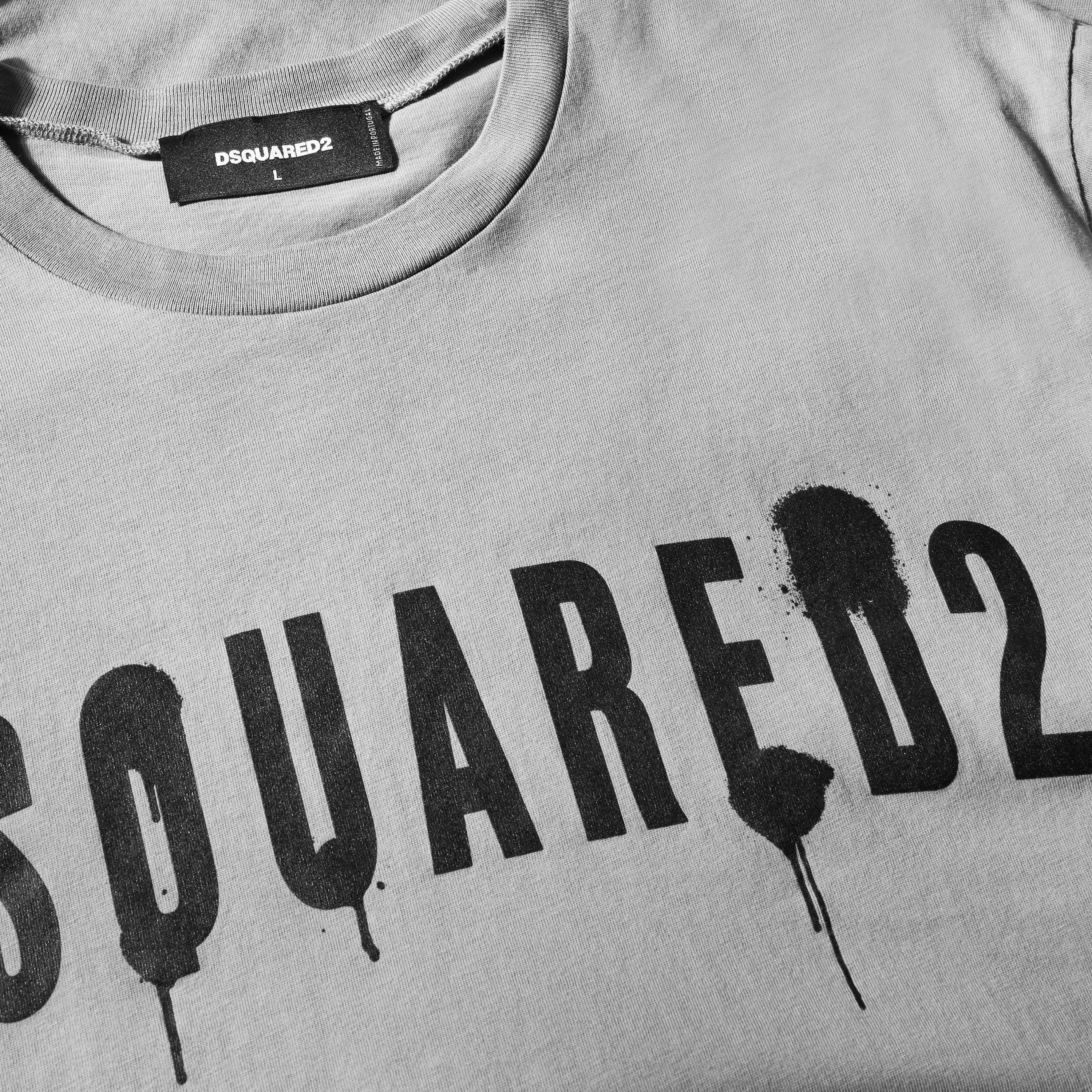 Grey - DSquared2 - Spray Logo T Shirt - 3